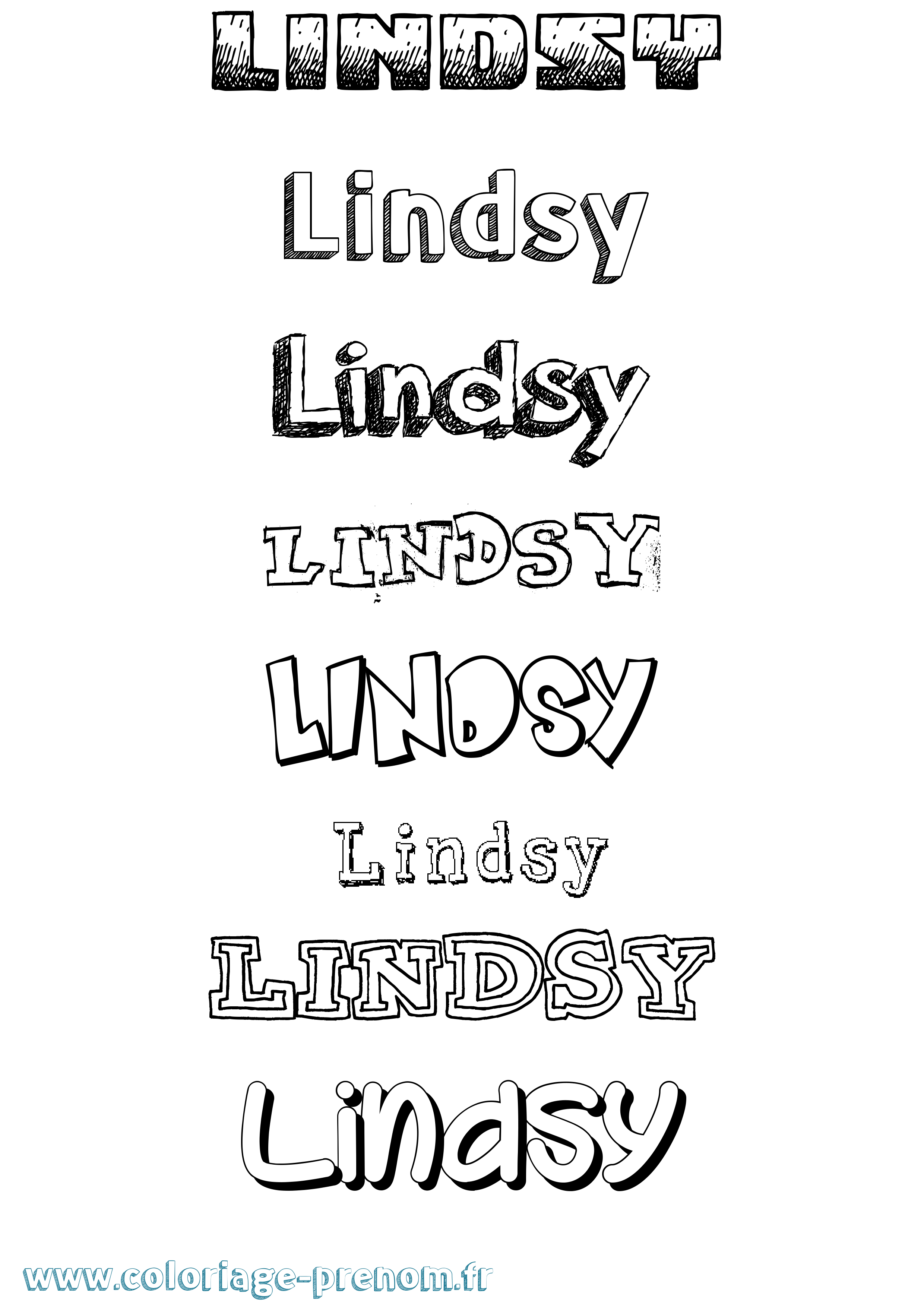 Coloriage prénom Lindsy Dessiné