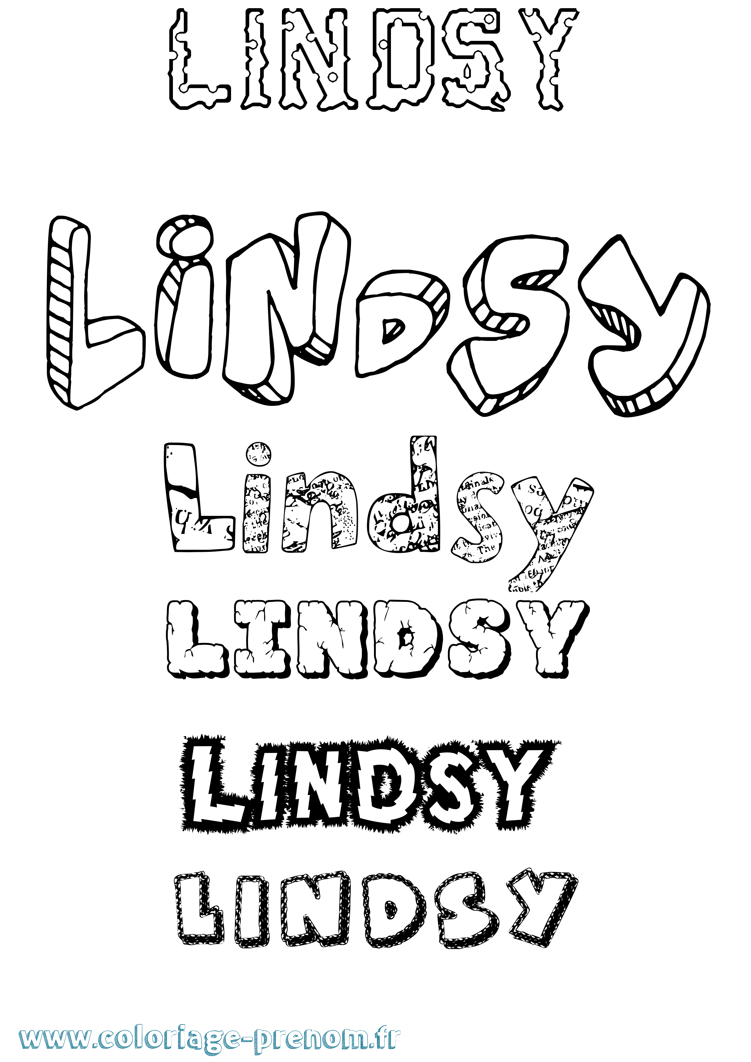 Coloriage prénom Lindsy Destructuré