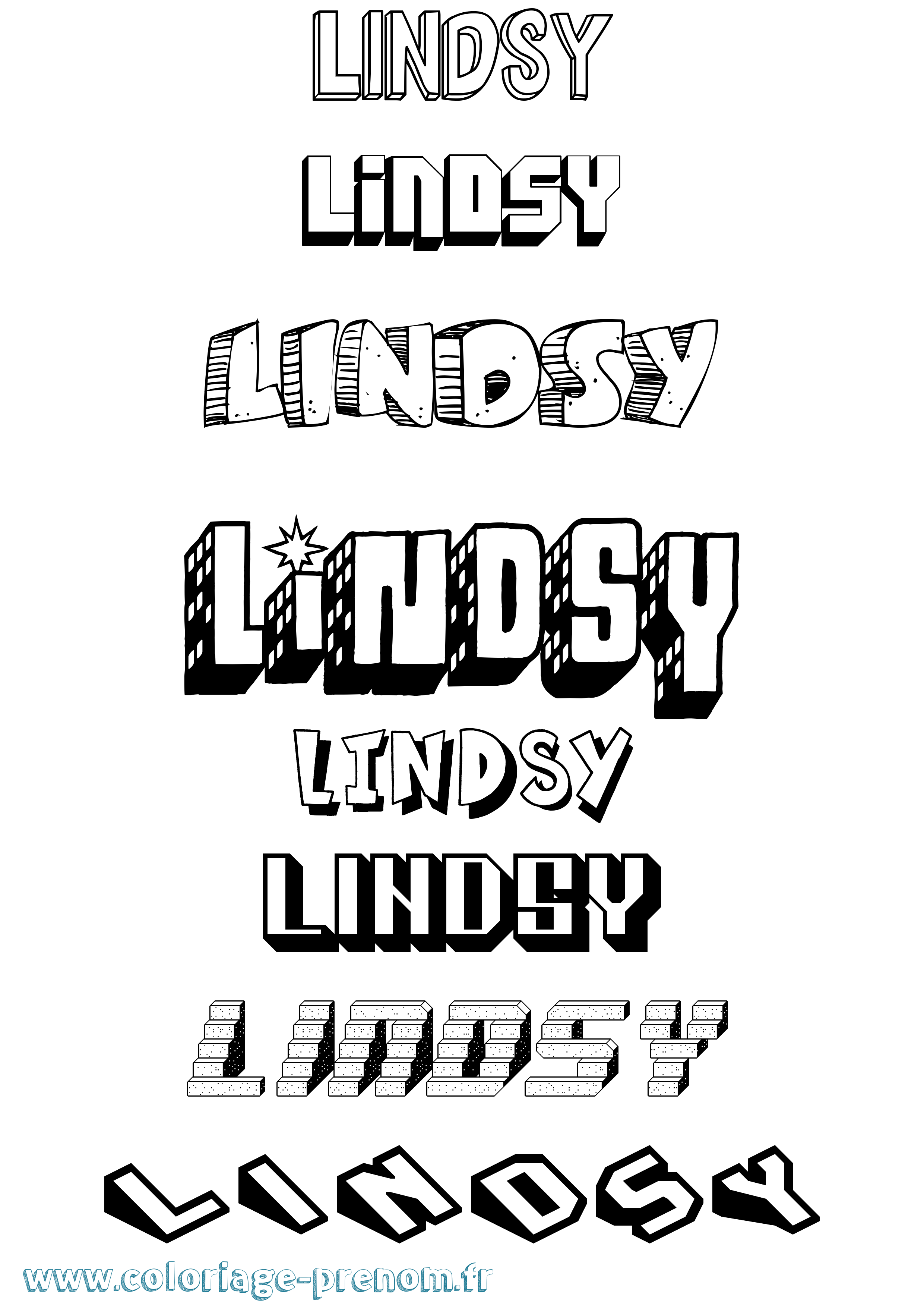Coloriage prénom Lindsy Effet 3D
