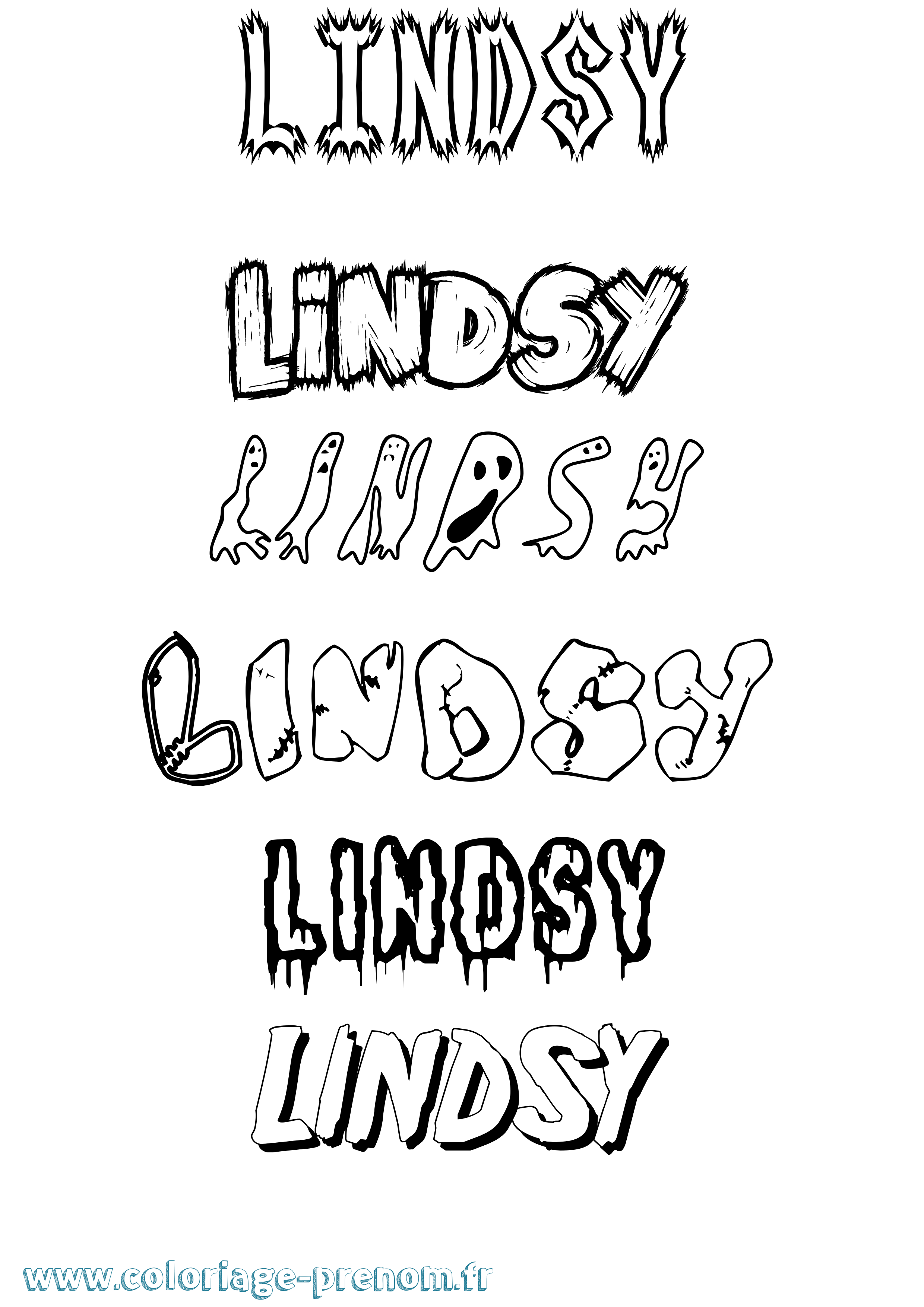 Coloriage prénom Lindsy Frisson