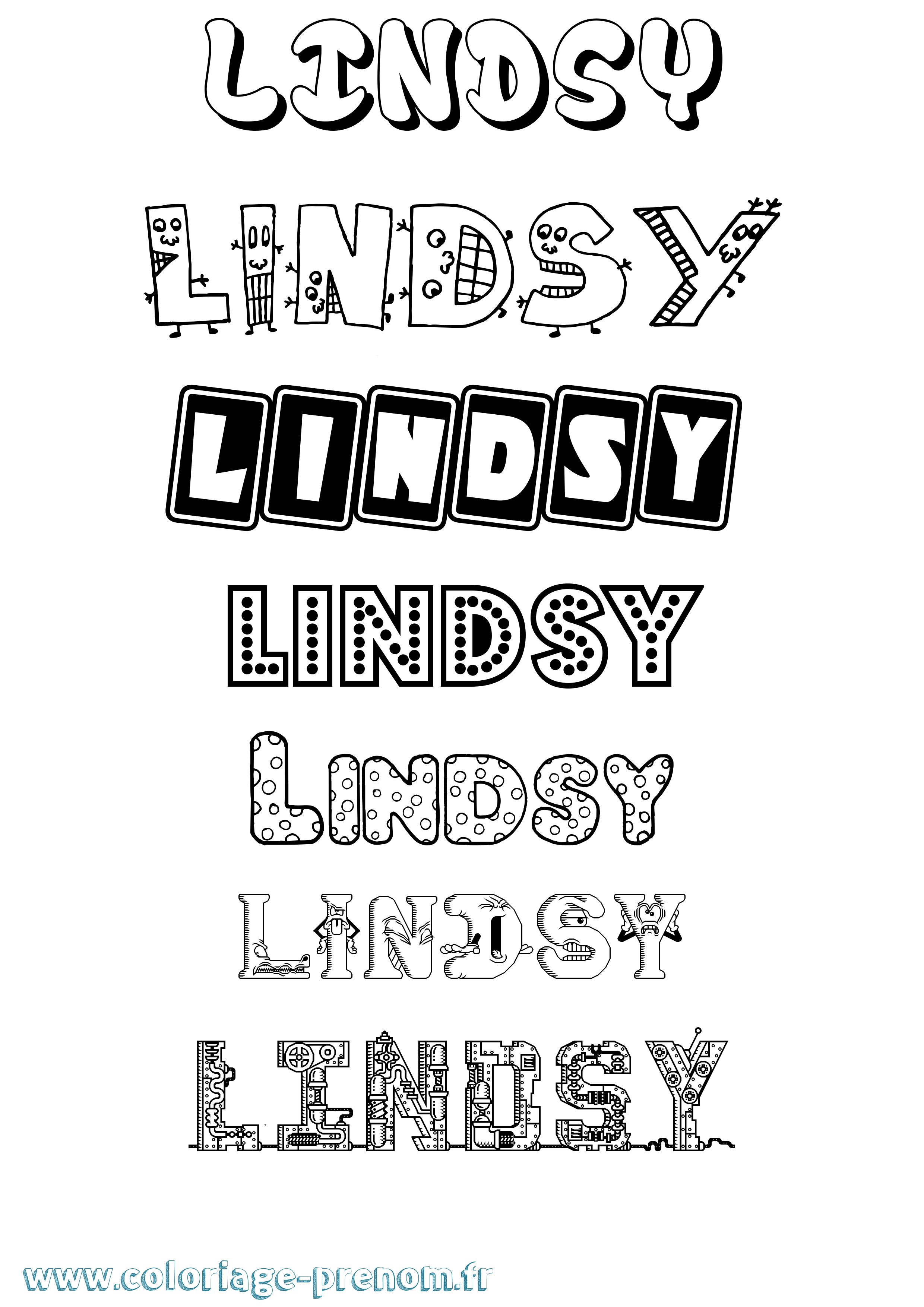 Coloriage Lindsy Fun Coloriage prénom Lindsy Fun