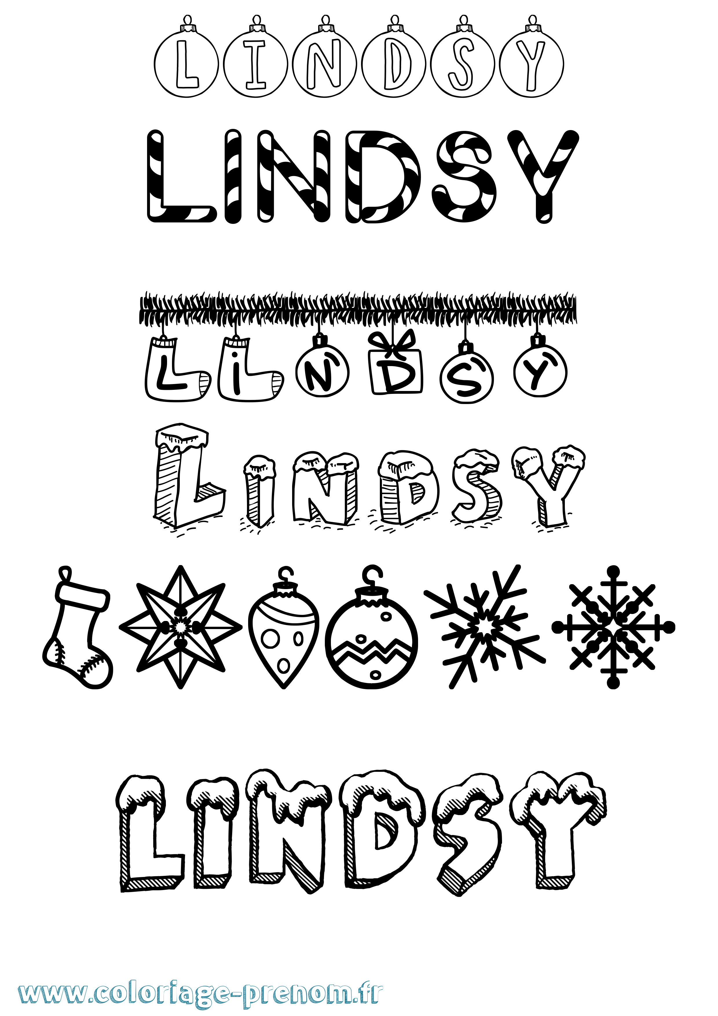 Coloriage Lindsy Noël Coloriage prénom Lindsy Noël