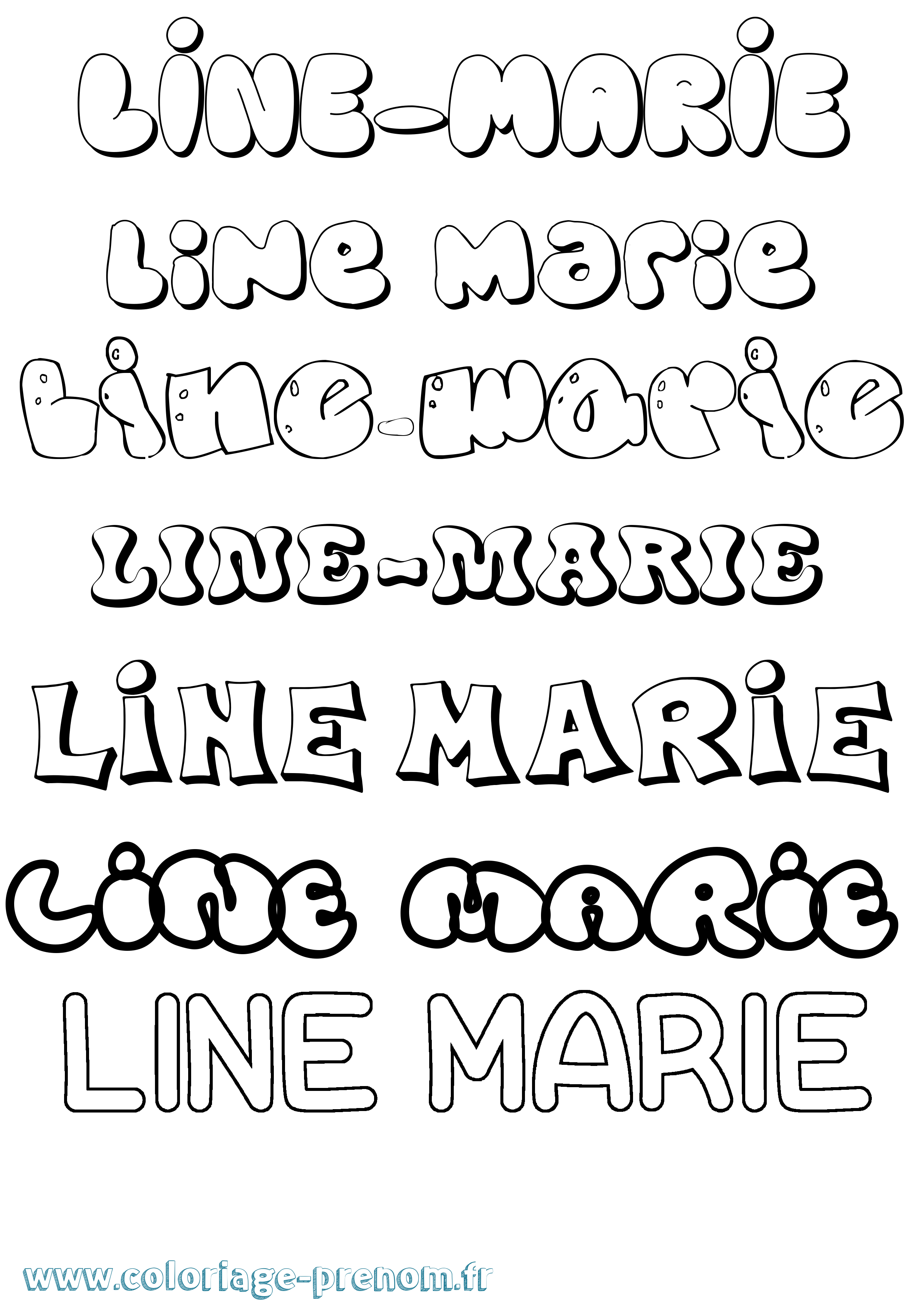 Coloriage prénom Line-Marie Bubble