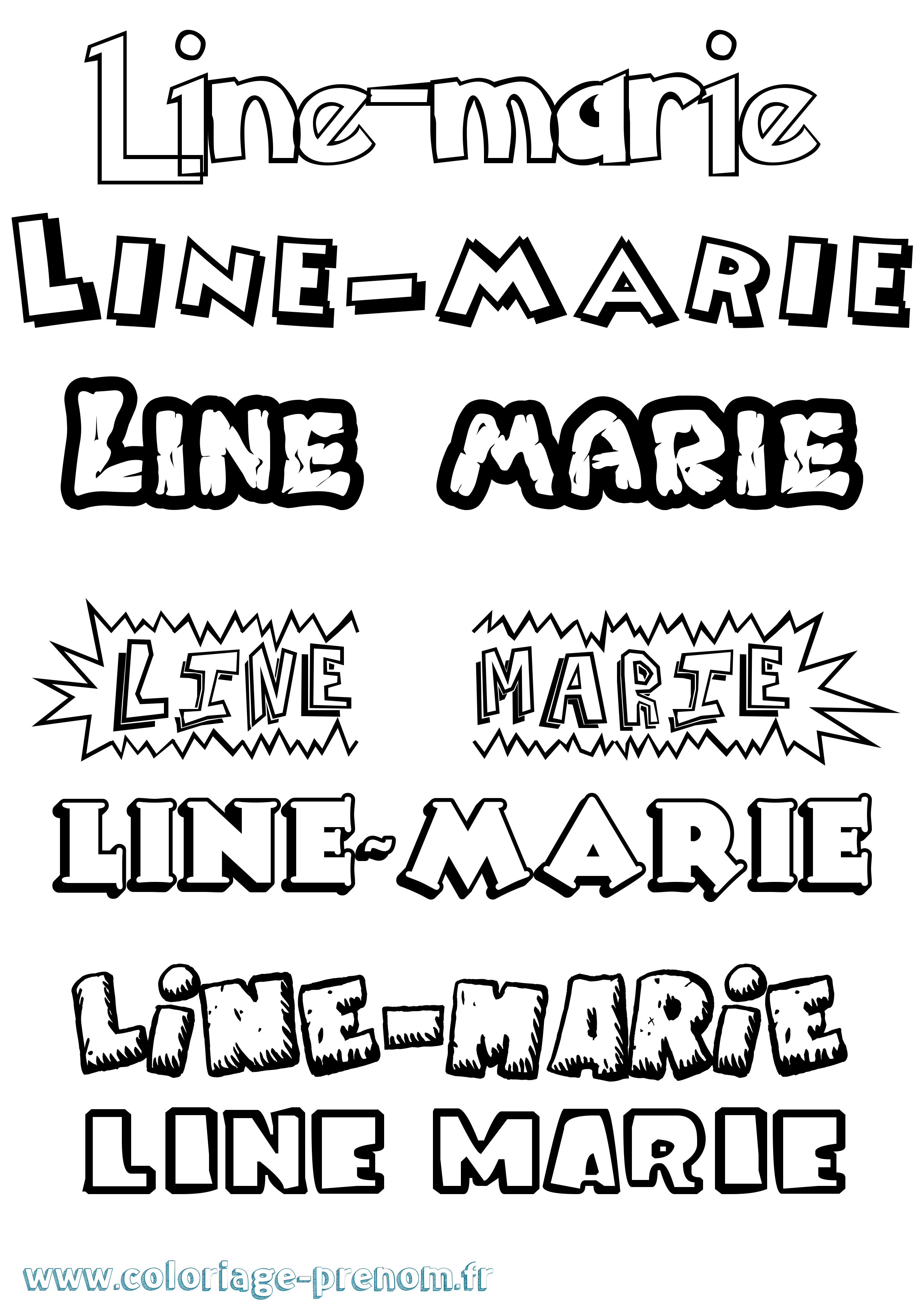Coloriage prénom Line-Marie Dessin Animé