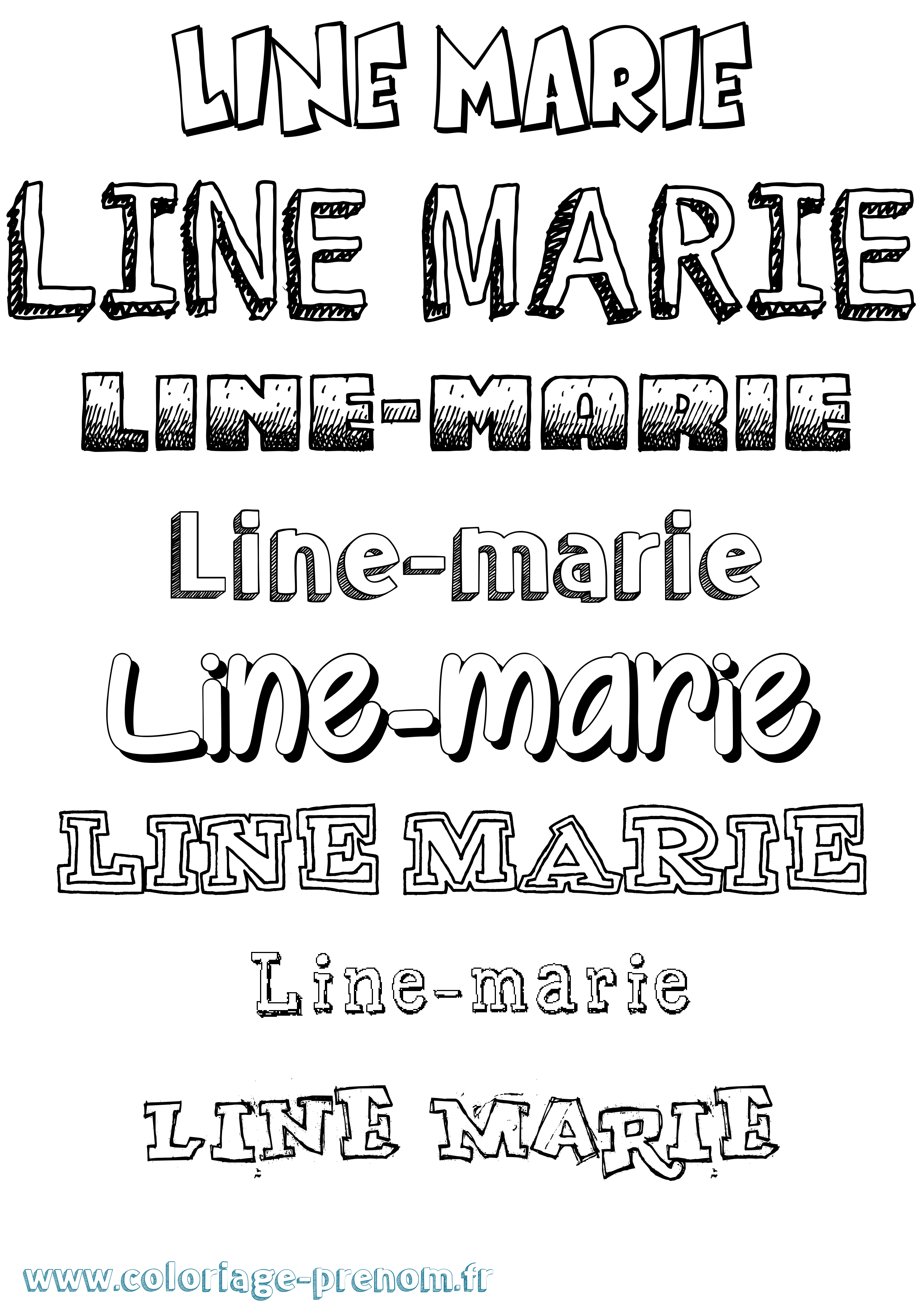 Coloriage prénom Line-Marie Dessiné