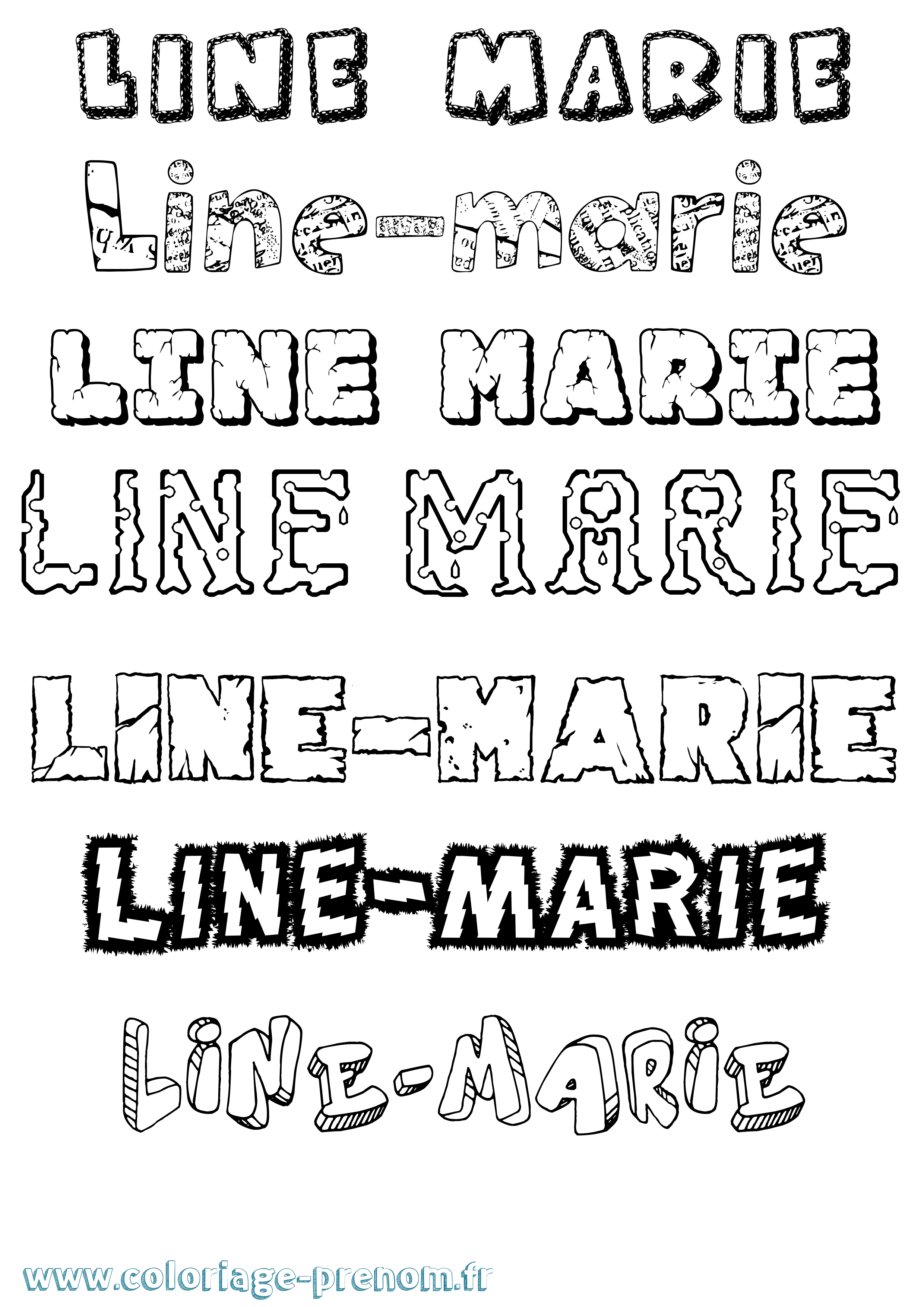 Coloriage prénom Line-Marie Destructuré