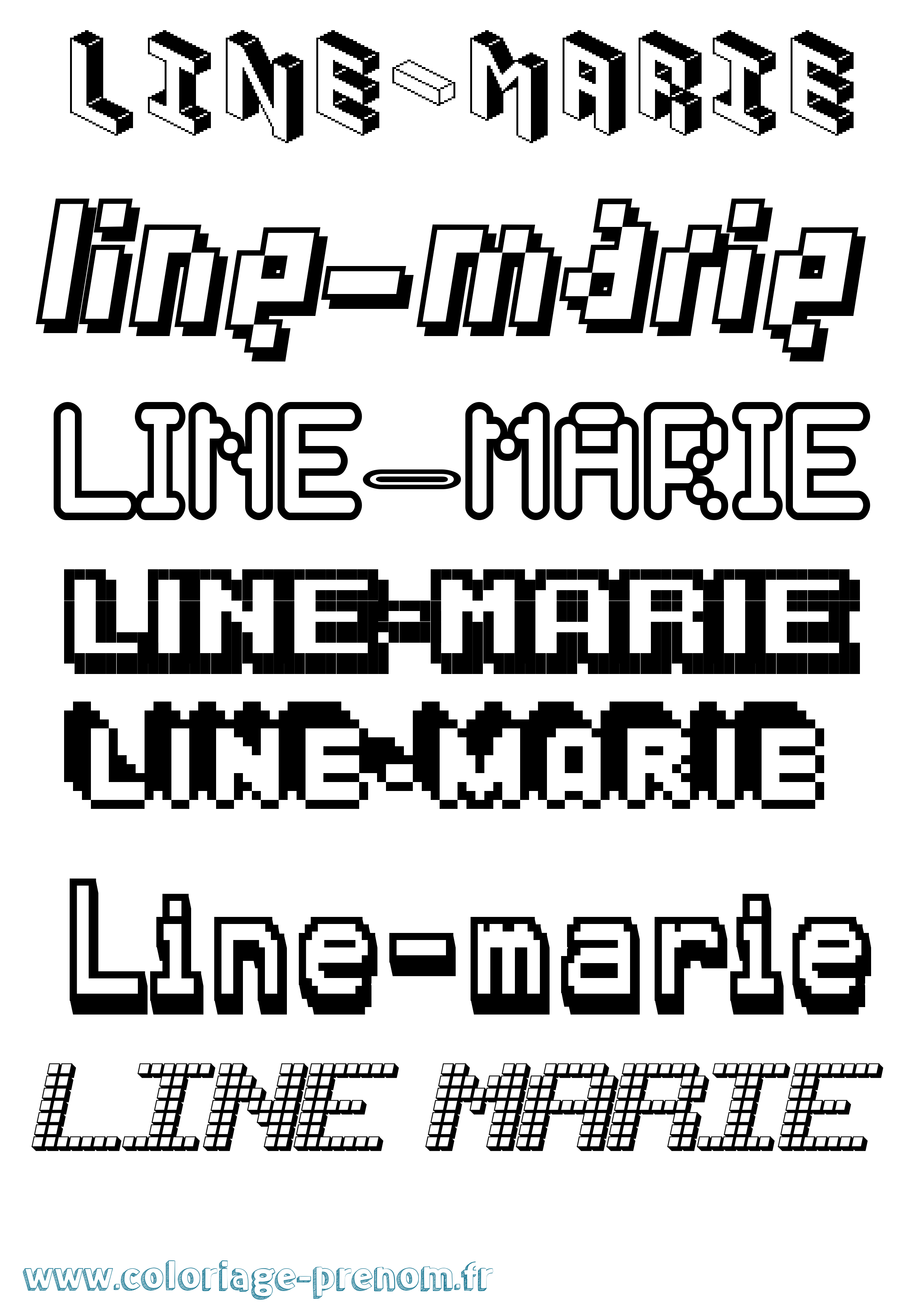 Coloriage prénom Line-Marie Pixel