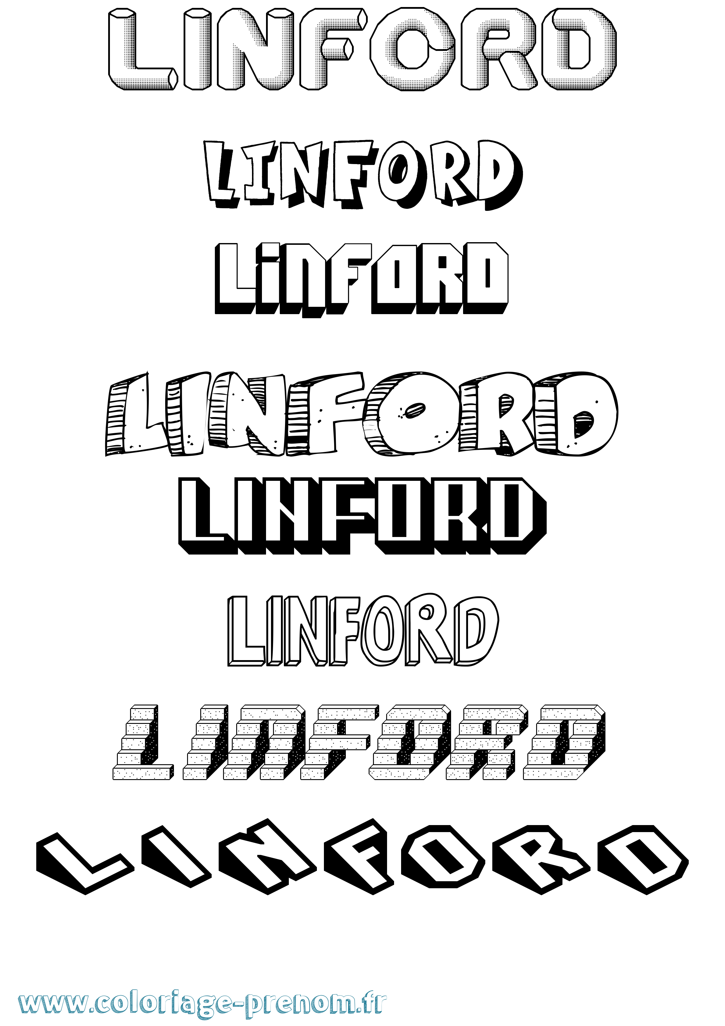 Coloriage Linford Effet 3D Coloriage prénom Linford Effet 3D
