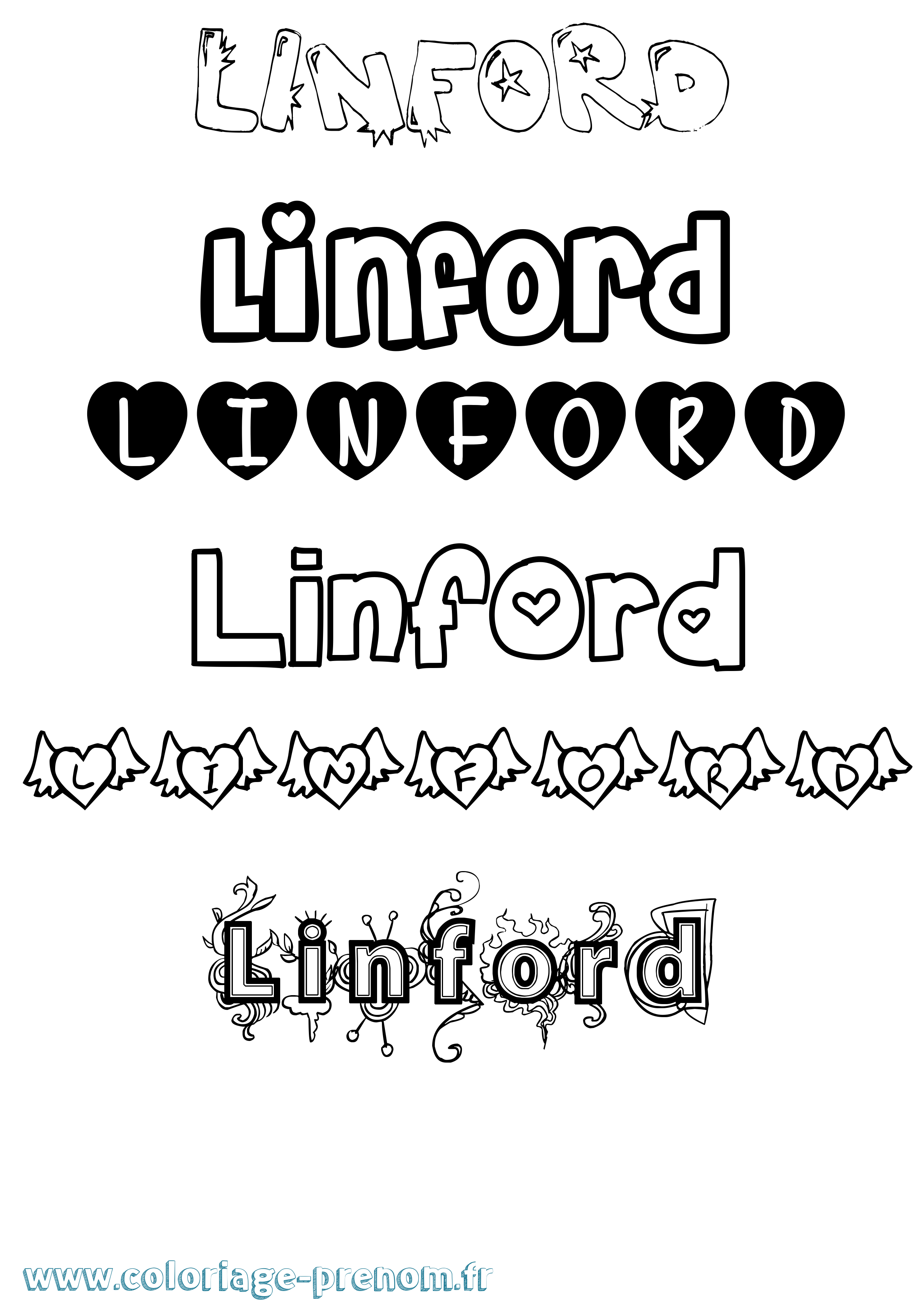 Coloriage Linford Girly Coloriage prénom Linford Girly