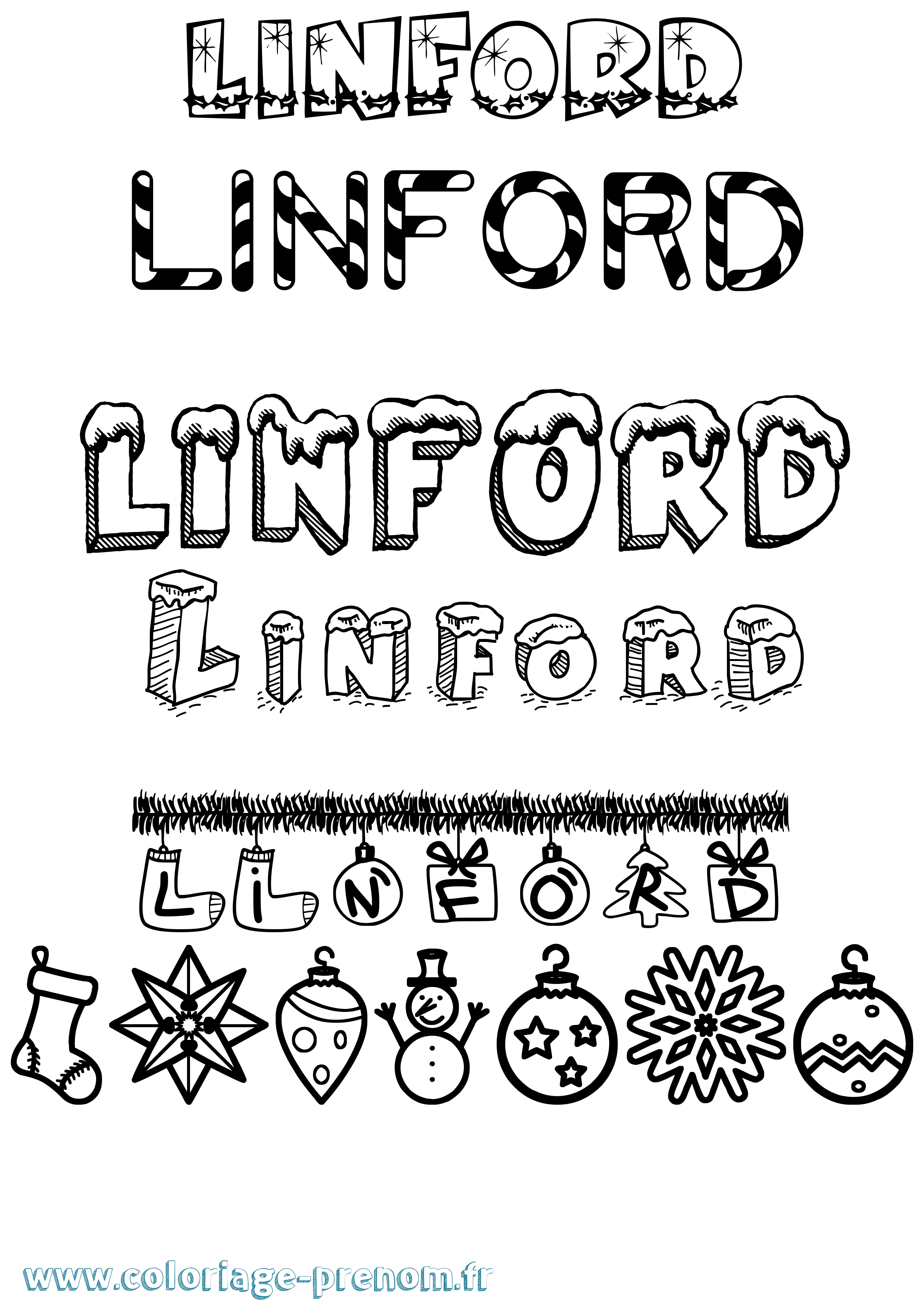 Coloriage Linford Noël Coloriage prénom Linford Noël