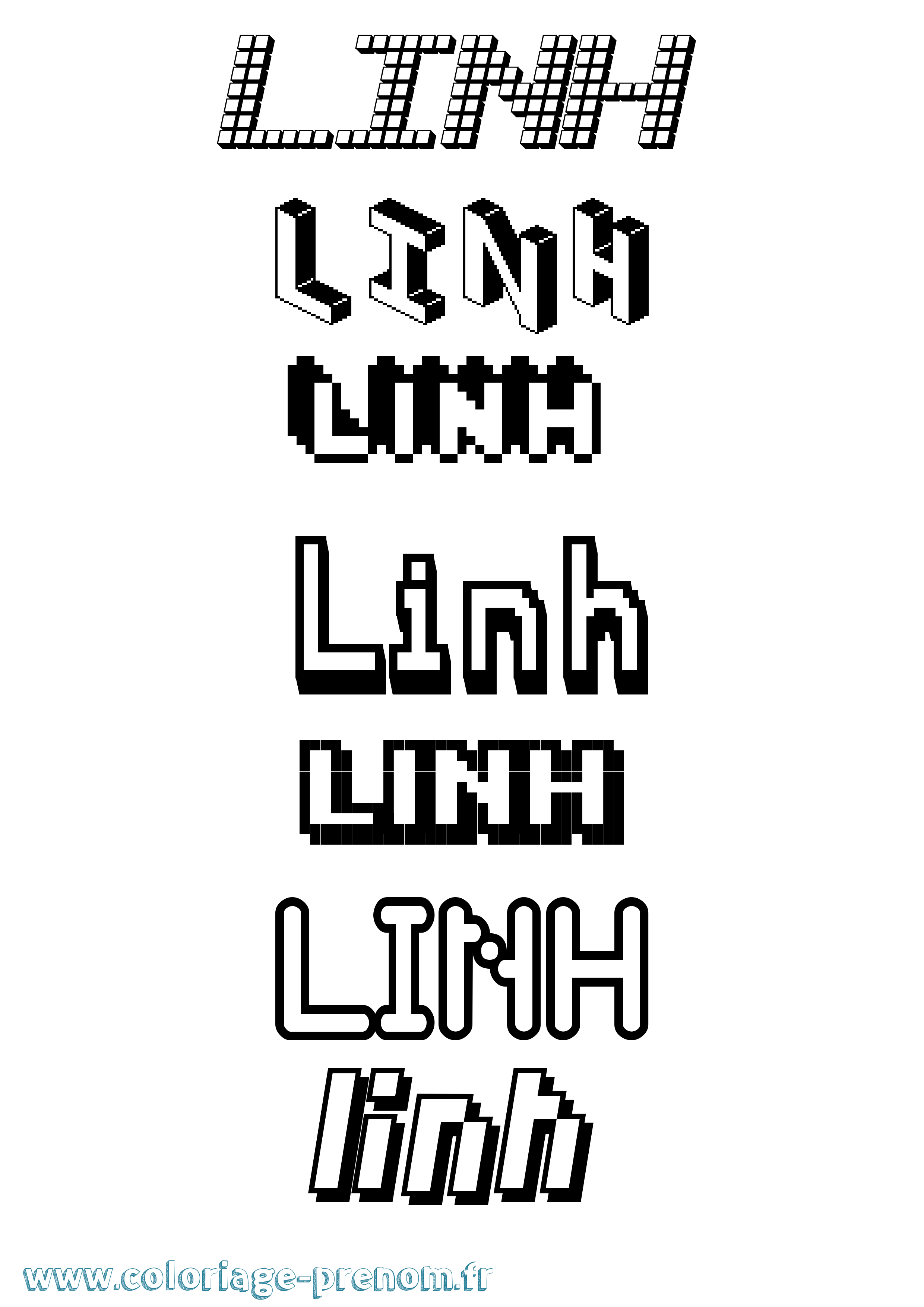 Coloriage prénom Linh Pixel