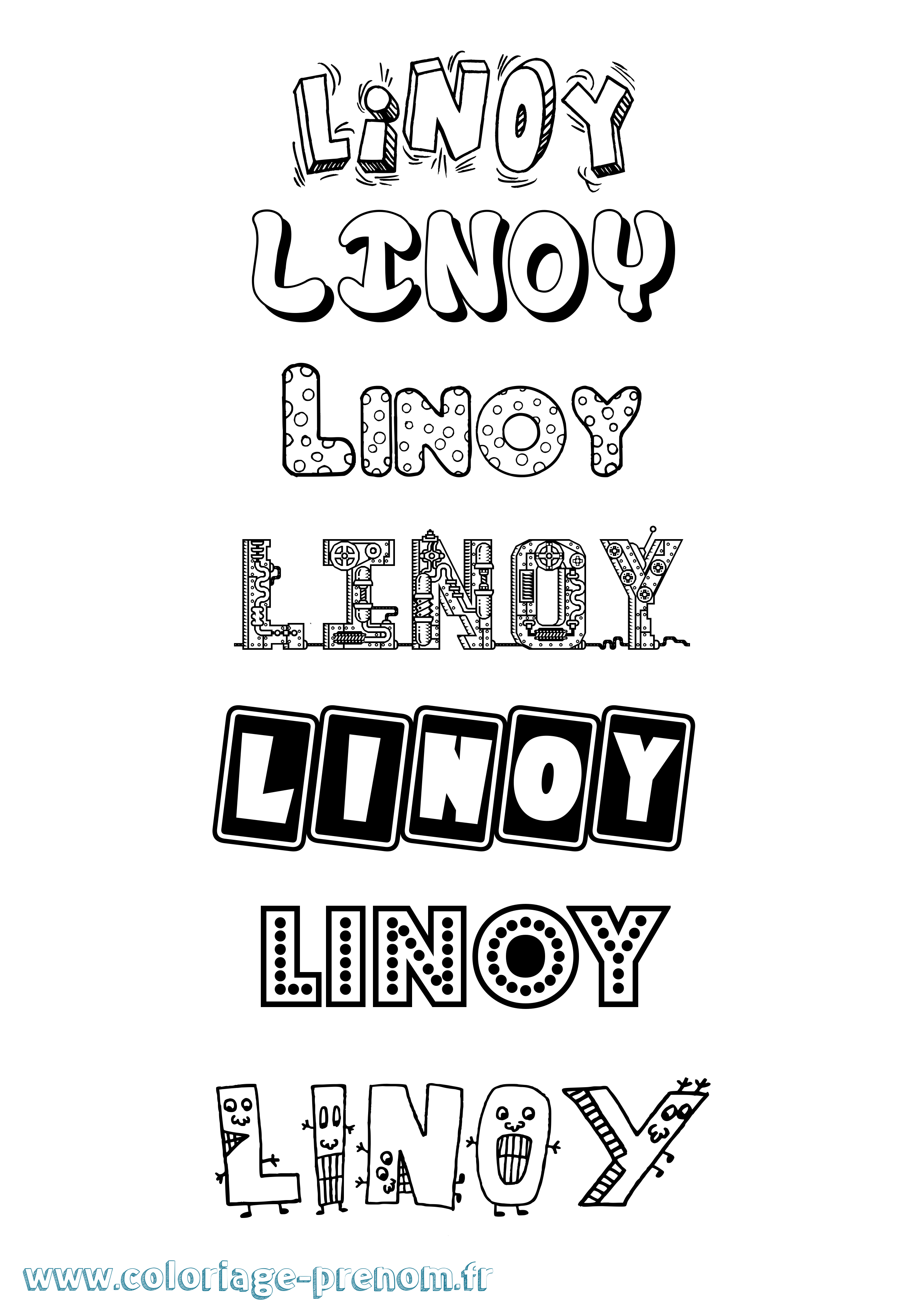 Coloriage prénom Linoy Fun