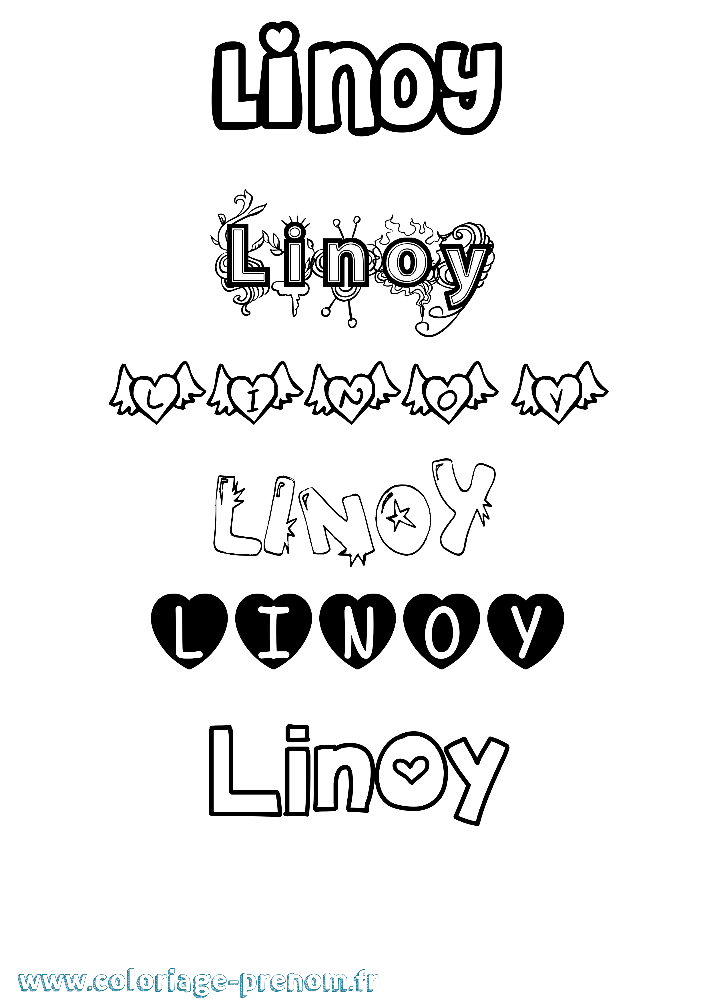 Coloriage Linoy Girly Coloriage prénom Linoy Girly