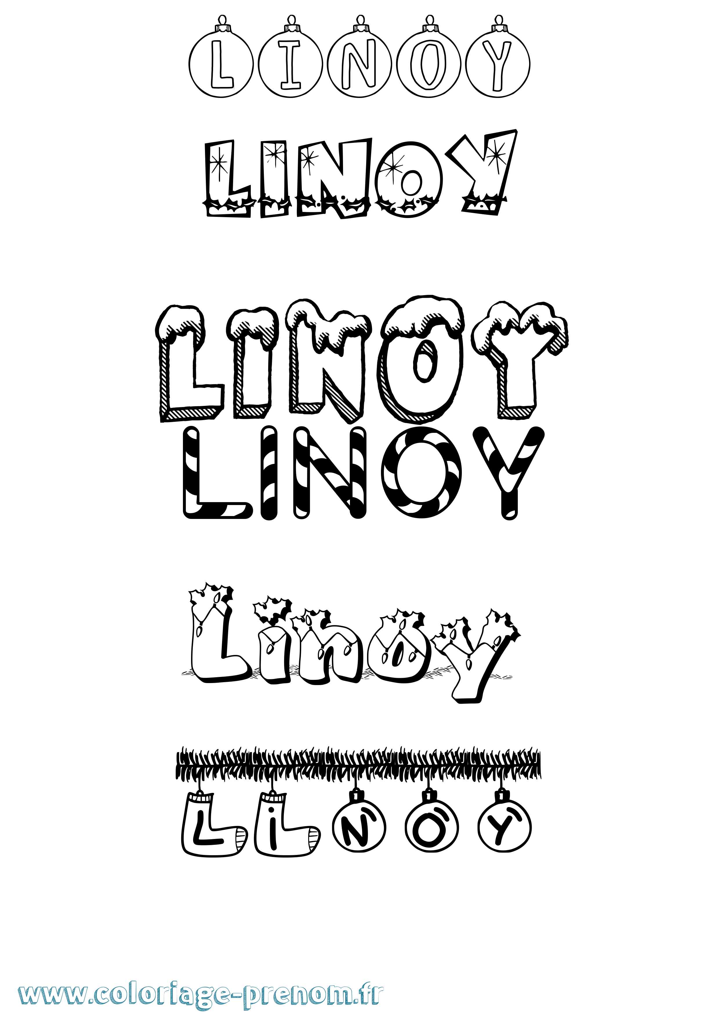 Coloriage prénom Linoy Noël