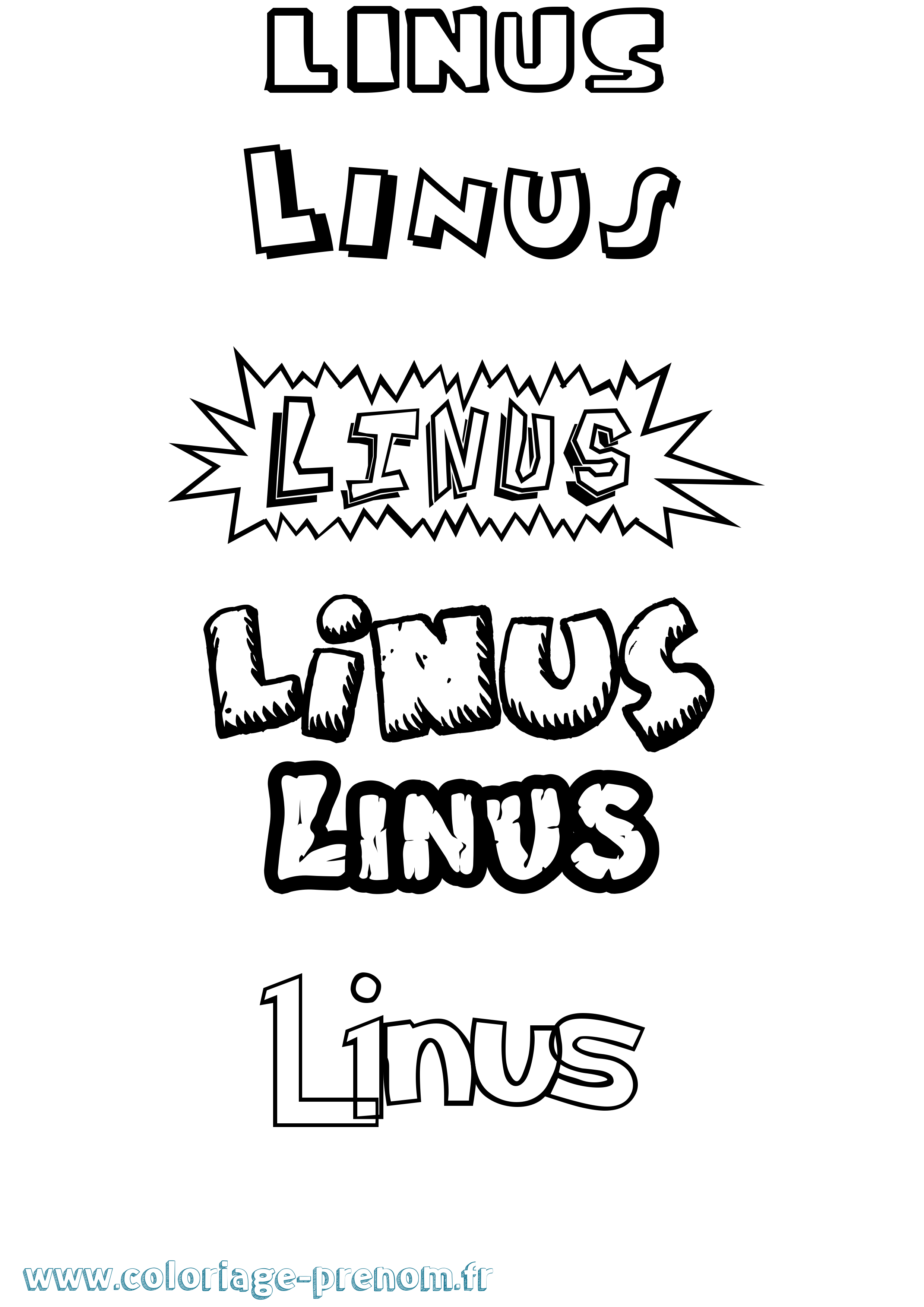 Coloriage prénom Linus Dessin Animé
