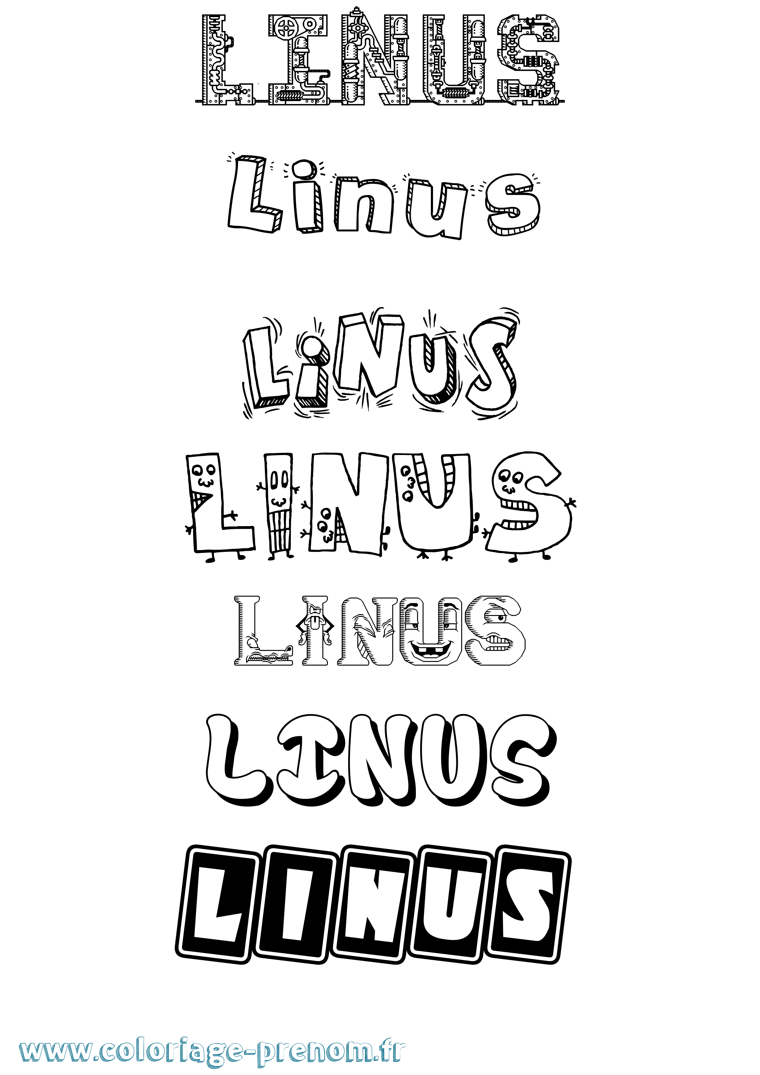 Coloriage prénom Linus Fun