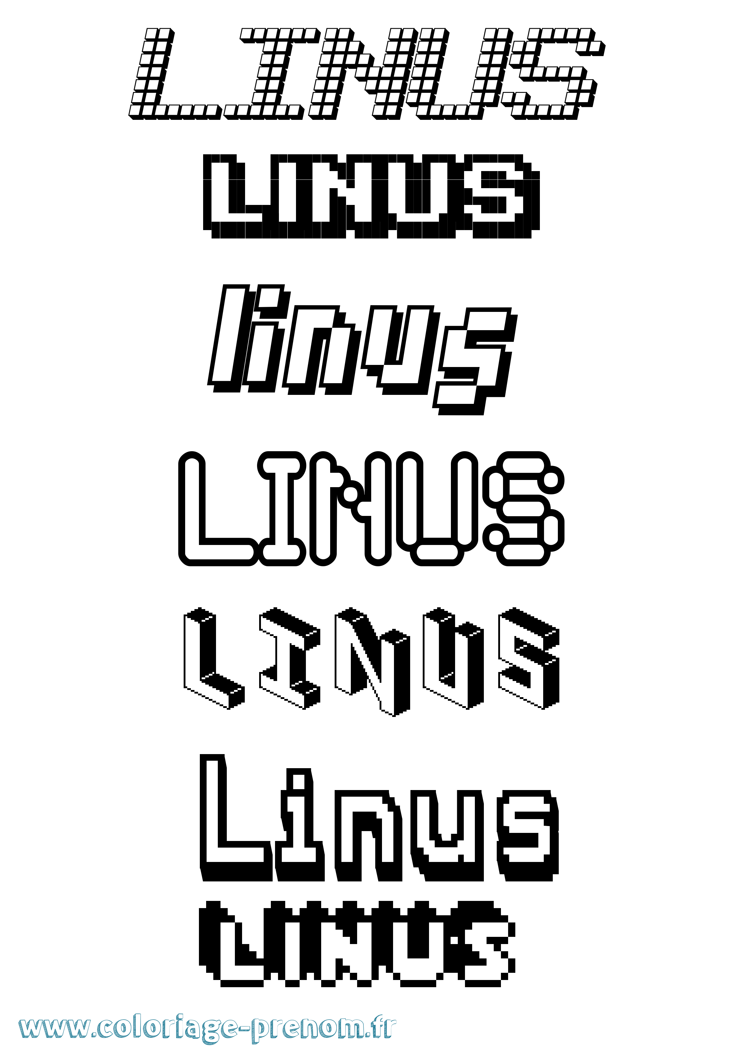 Coloriage prénom Linus Pixel