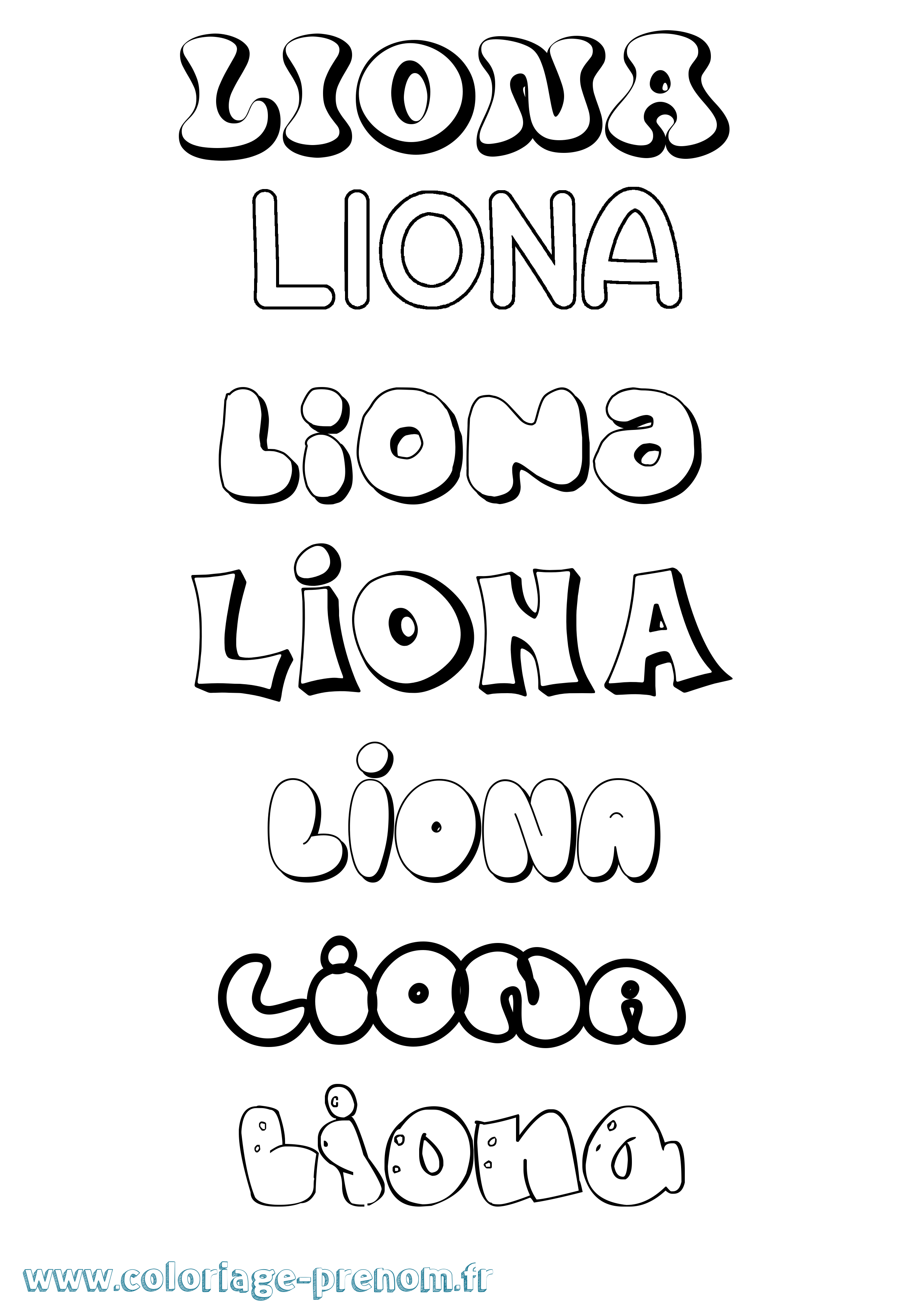 Coloriage Liona Bubble Coloriage prénom Liona Bubble