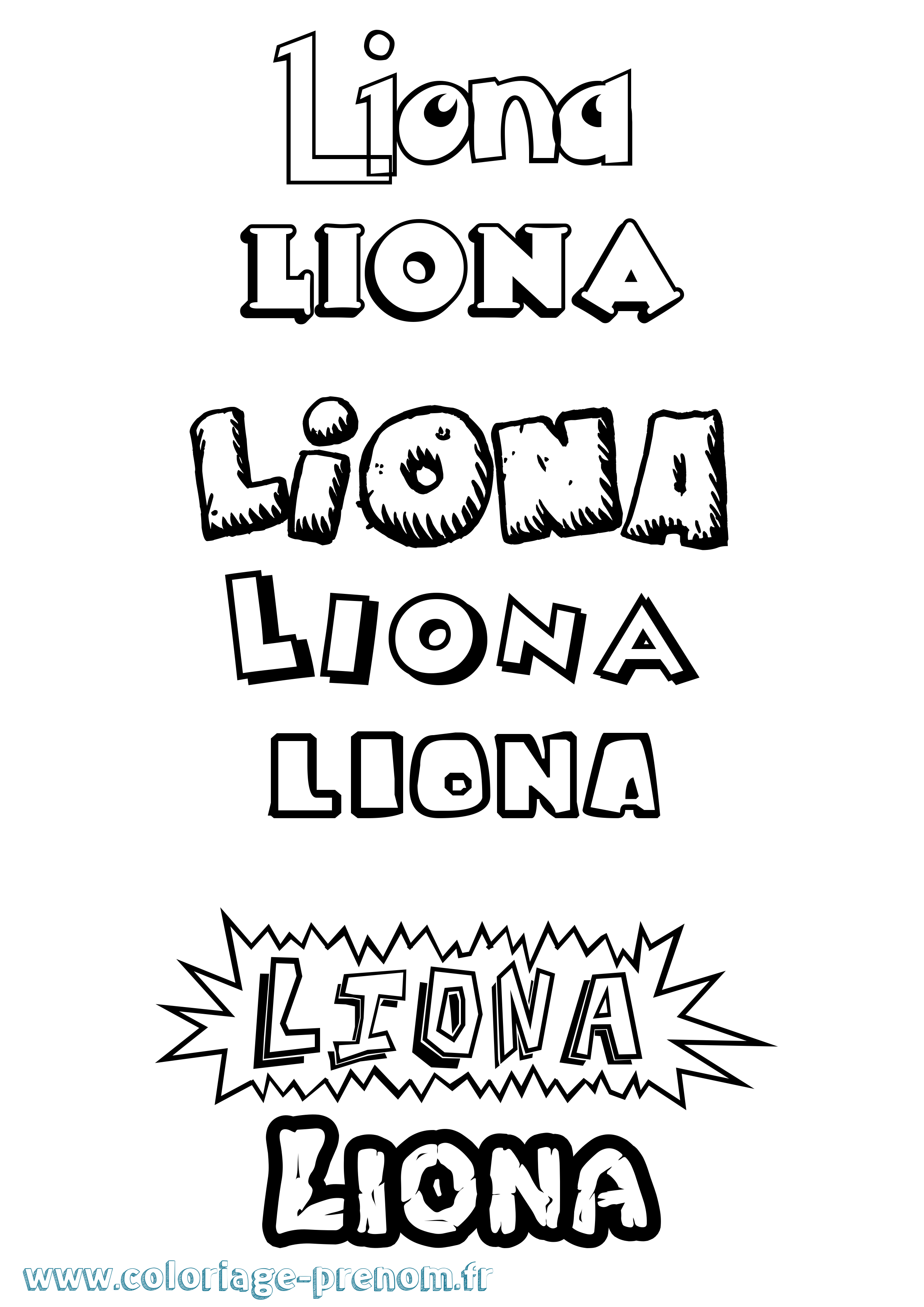 Coloriage Liona Dessin Animé Coloriage prénom Liona Dessin Animé