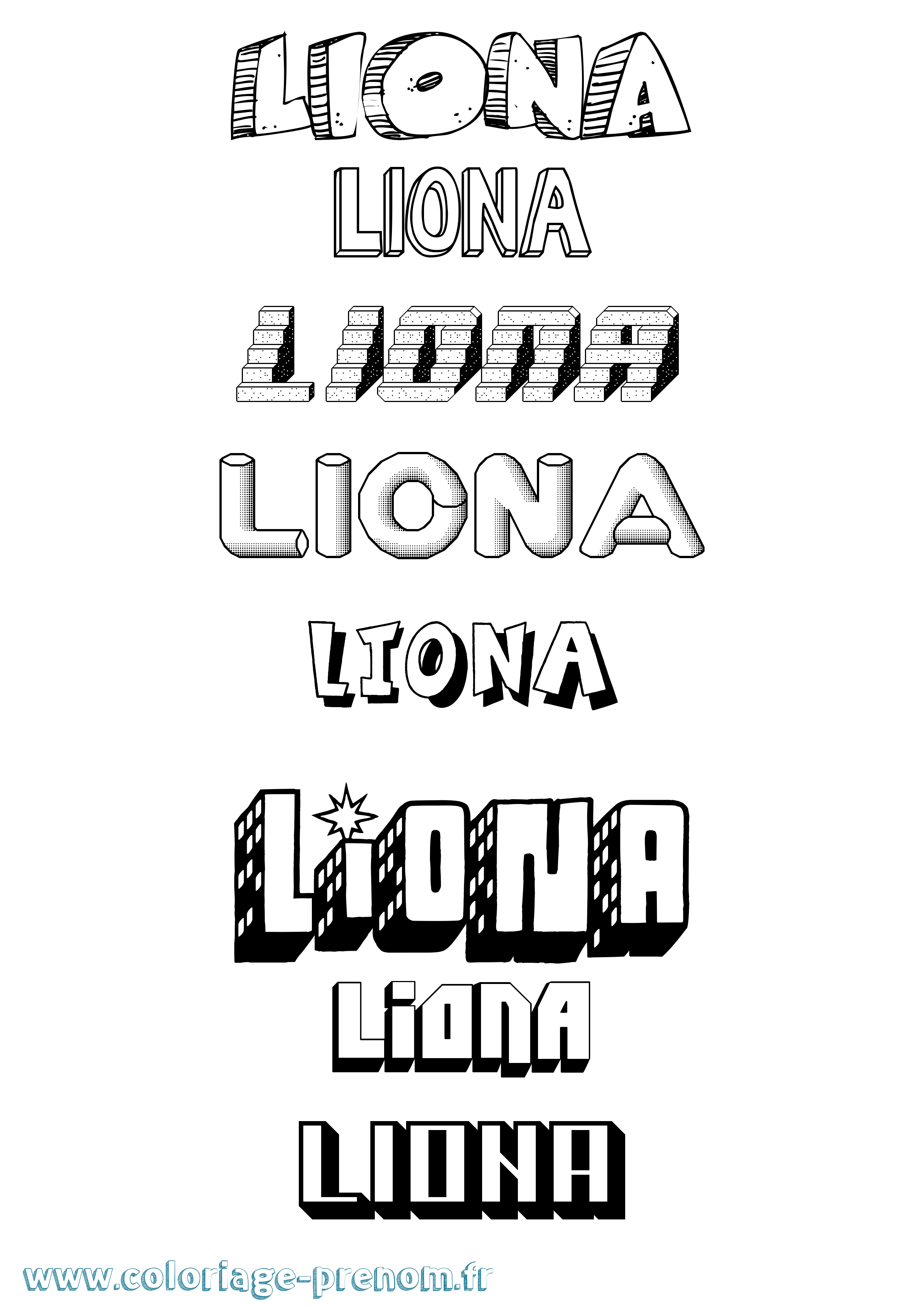 Coloriage Liona Effet 3D Coloriage prénom Liona Effet 3D