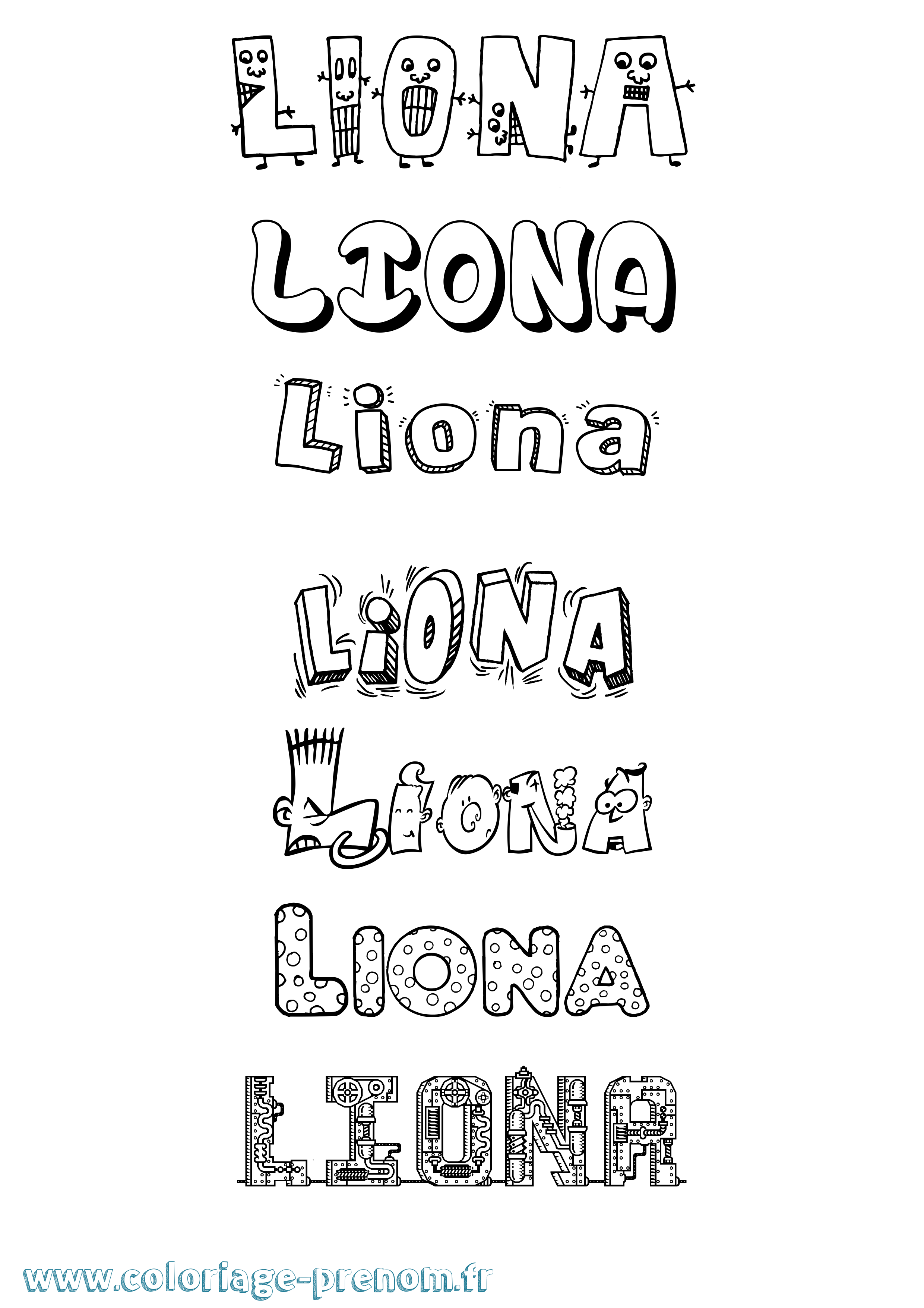 Coloriage Liona Fun Coloriage prénom Liona Fun