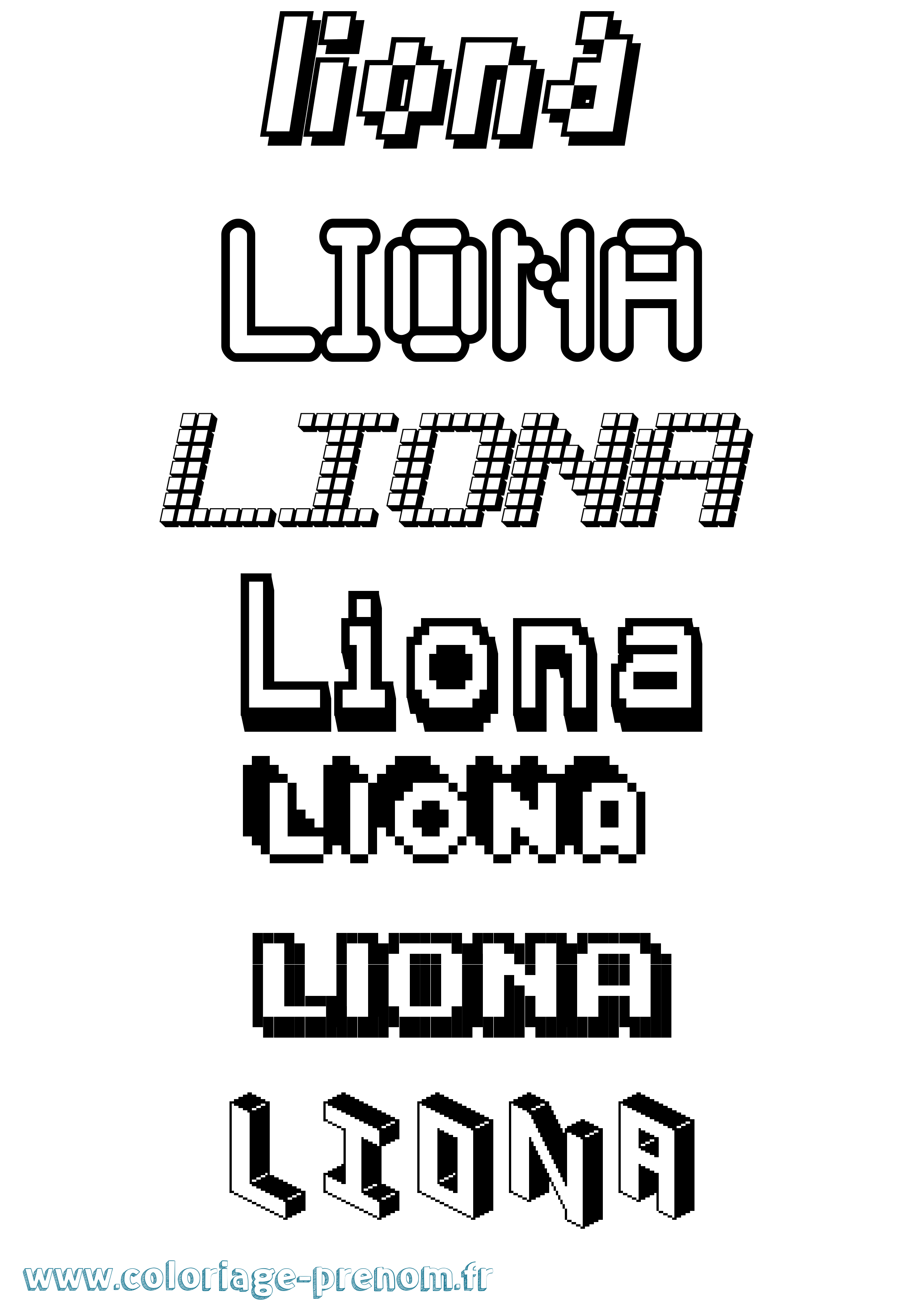 Coloriage Liona Pixel Coloriage prénom Liona Pixel