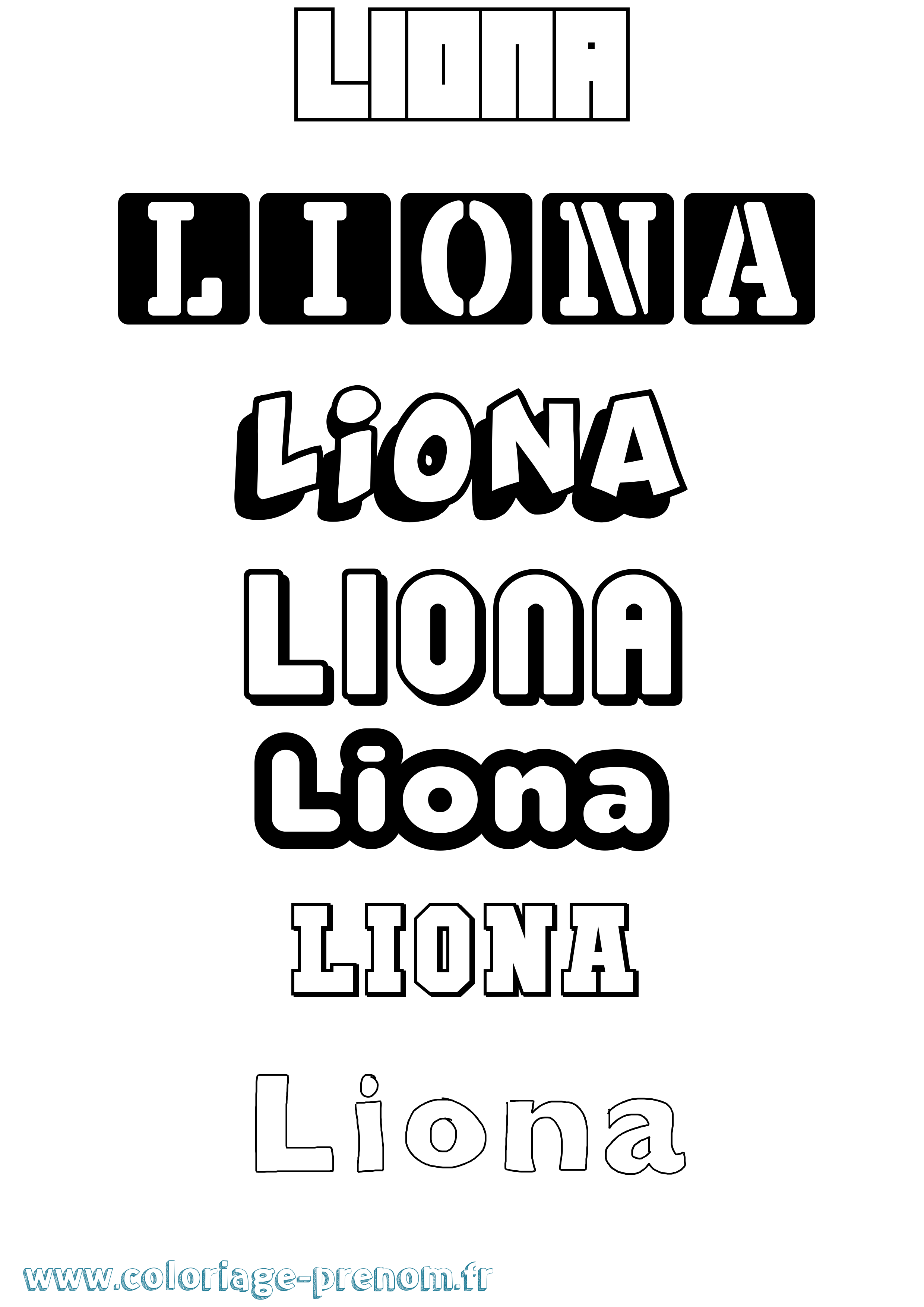 Coloriage Liona Simple Coloriage prénom Liona Simple