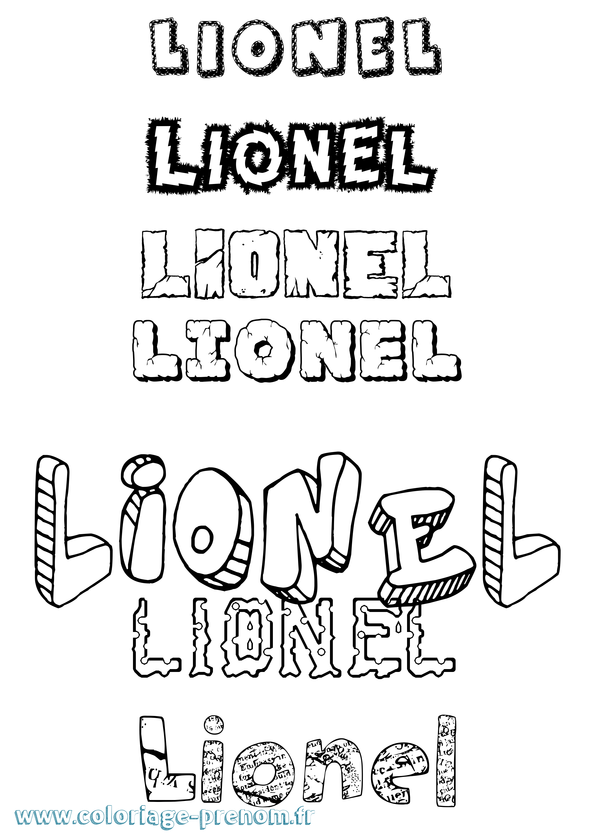 Coloriage prénom Lionel Destructuré