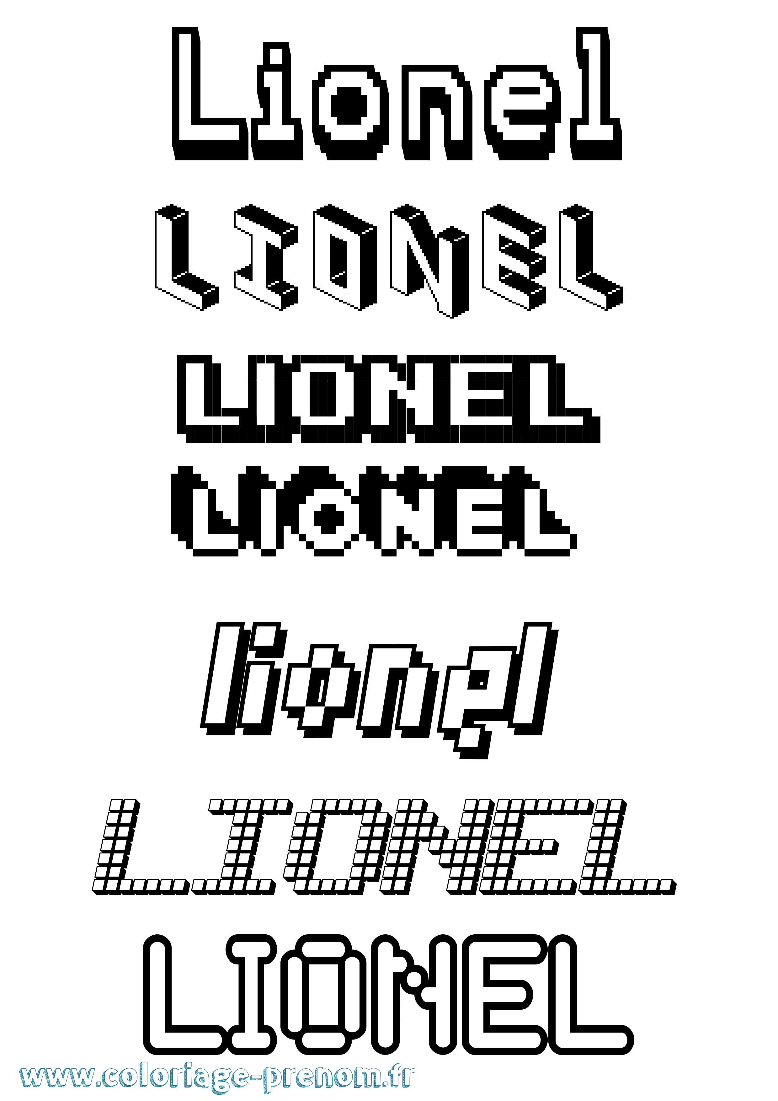 Coloriage prénom Lionel Pixel