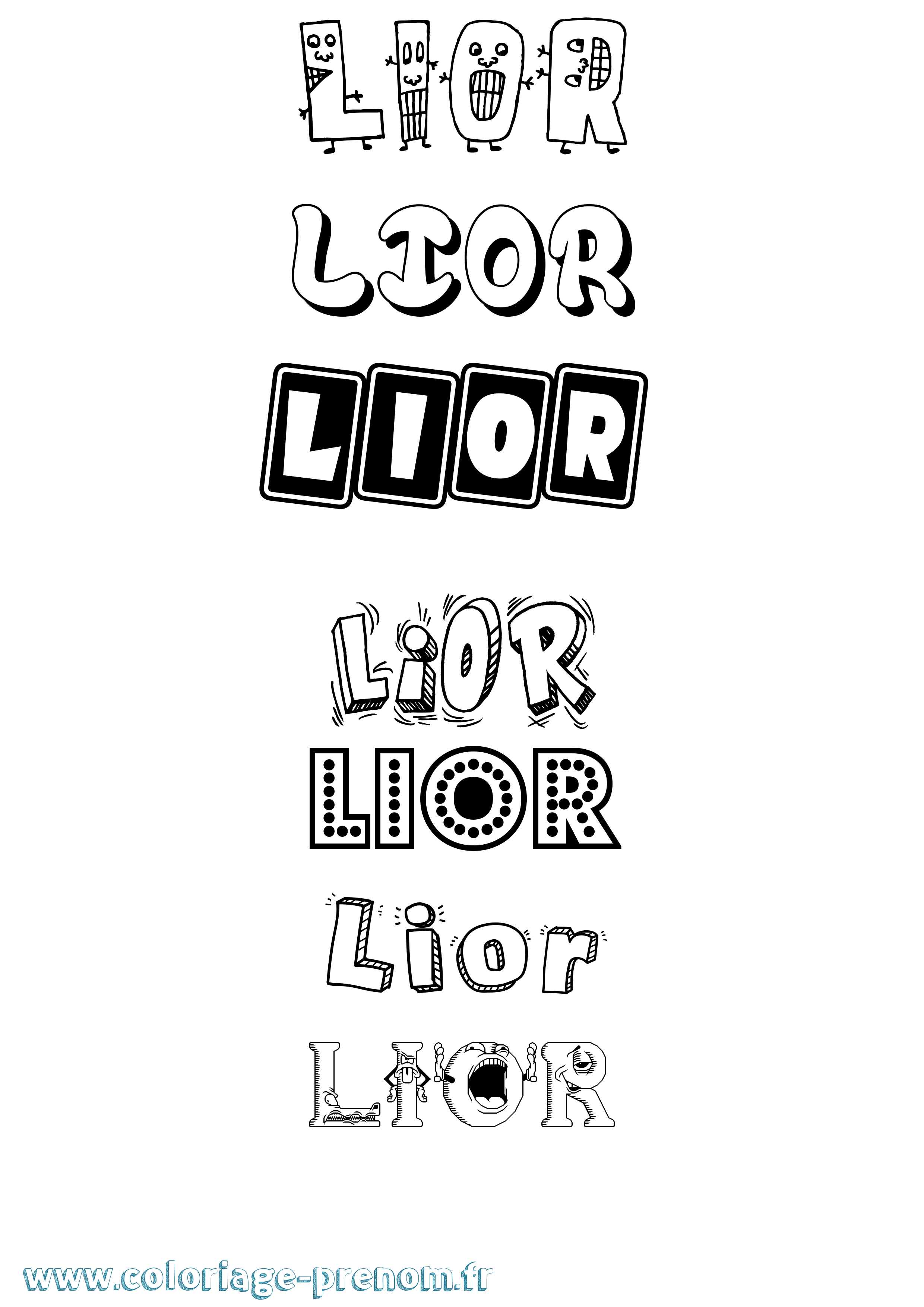 Coloriage prénom Lior Fun