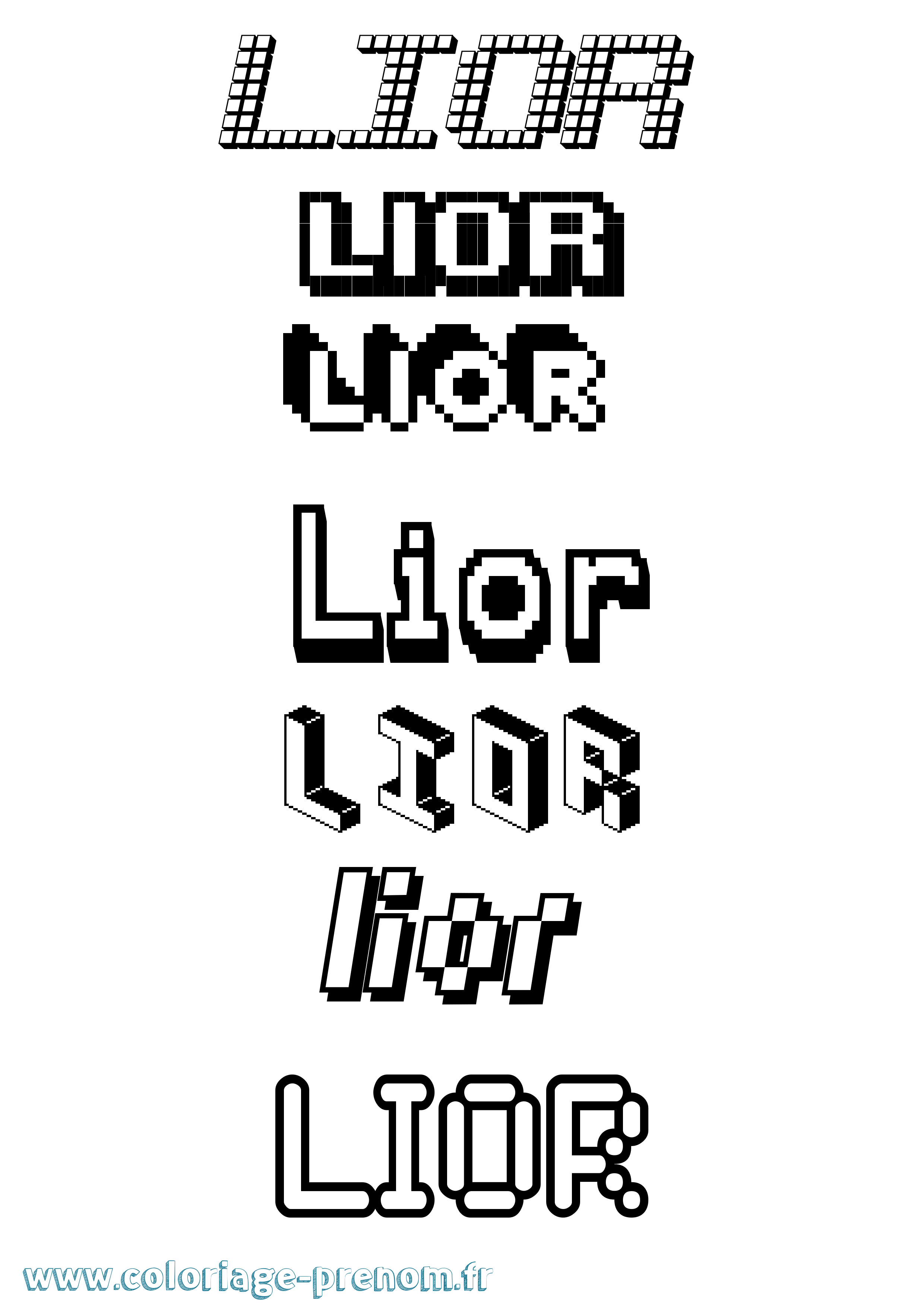 Coloriage prénom Lior Pixel