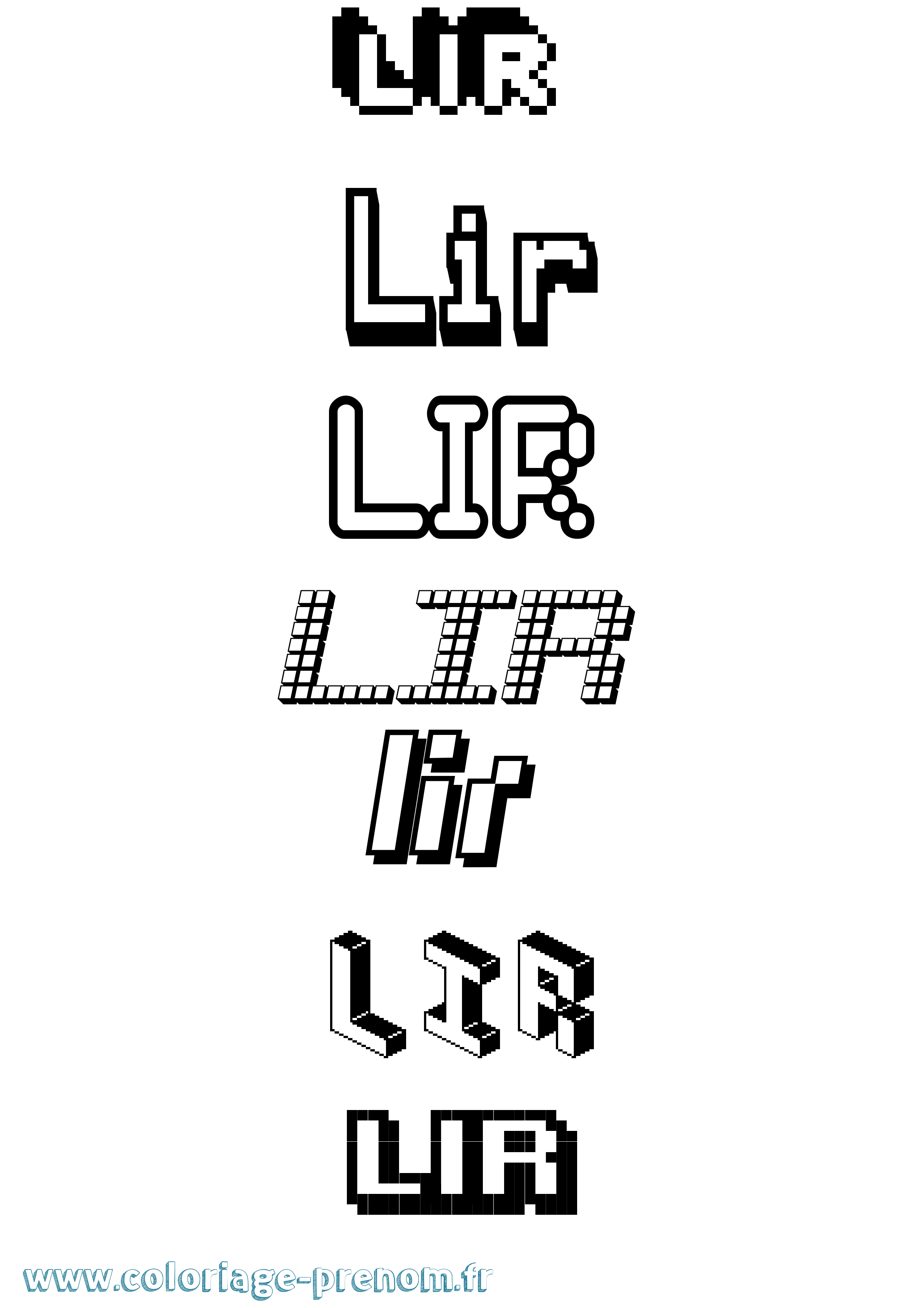 Coloriage prénom Lir Pixel