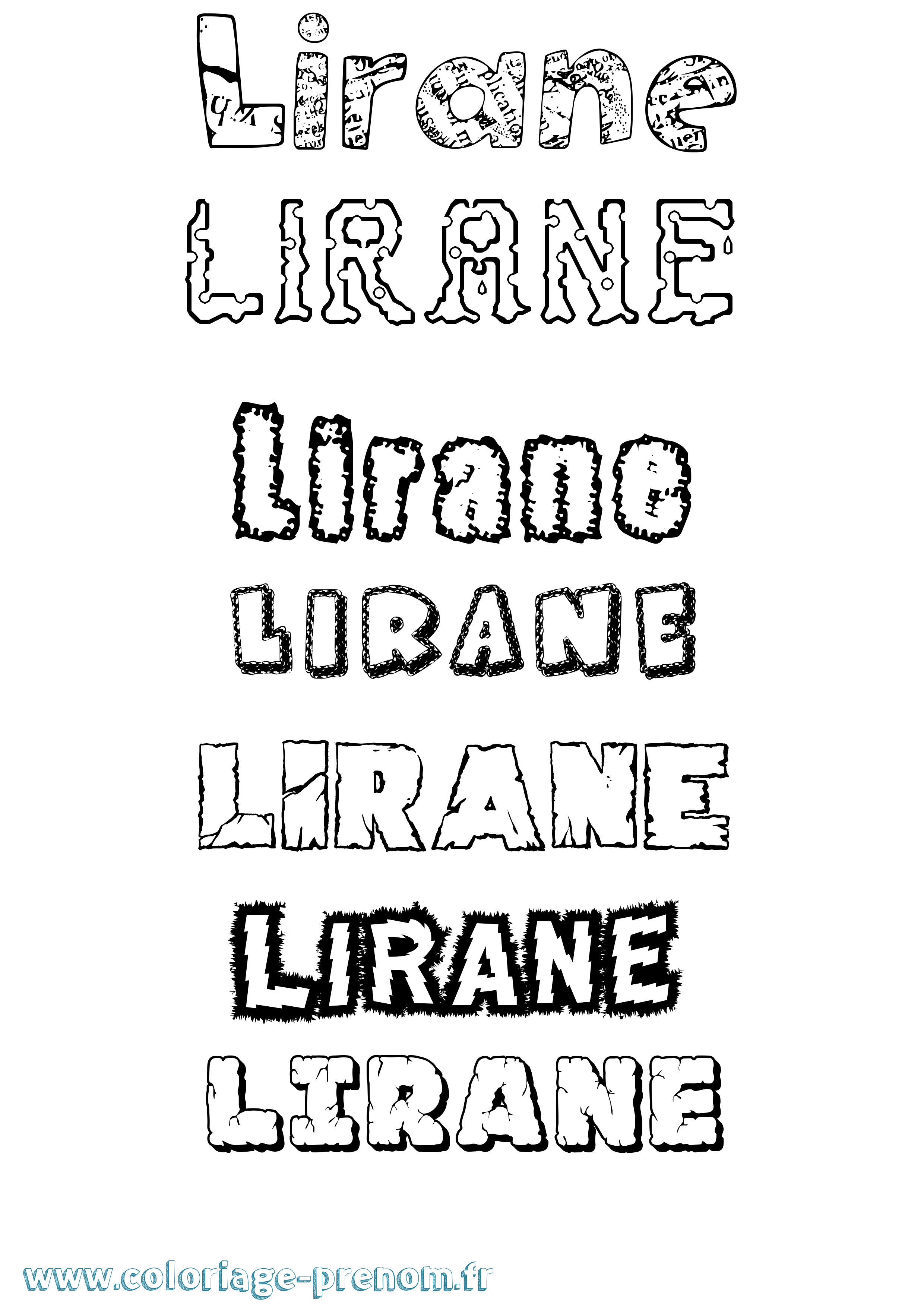 Coloriage Lirane Destructuré Coloriage prénom Lirane Destructuré
