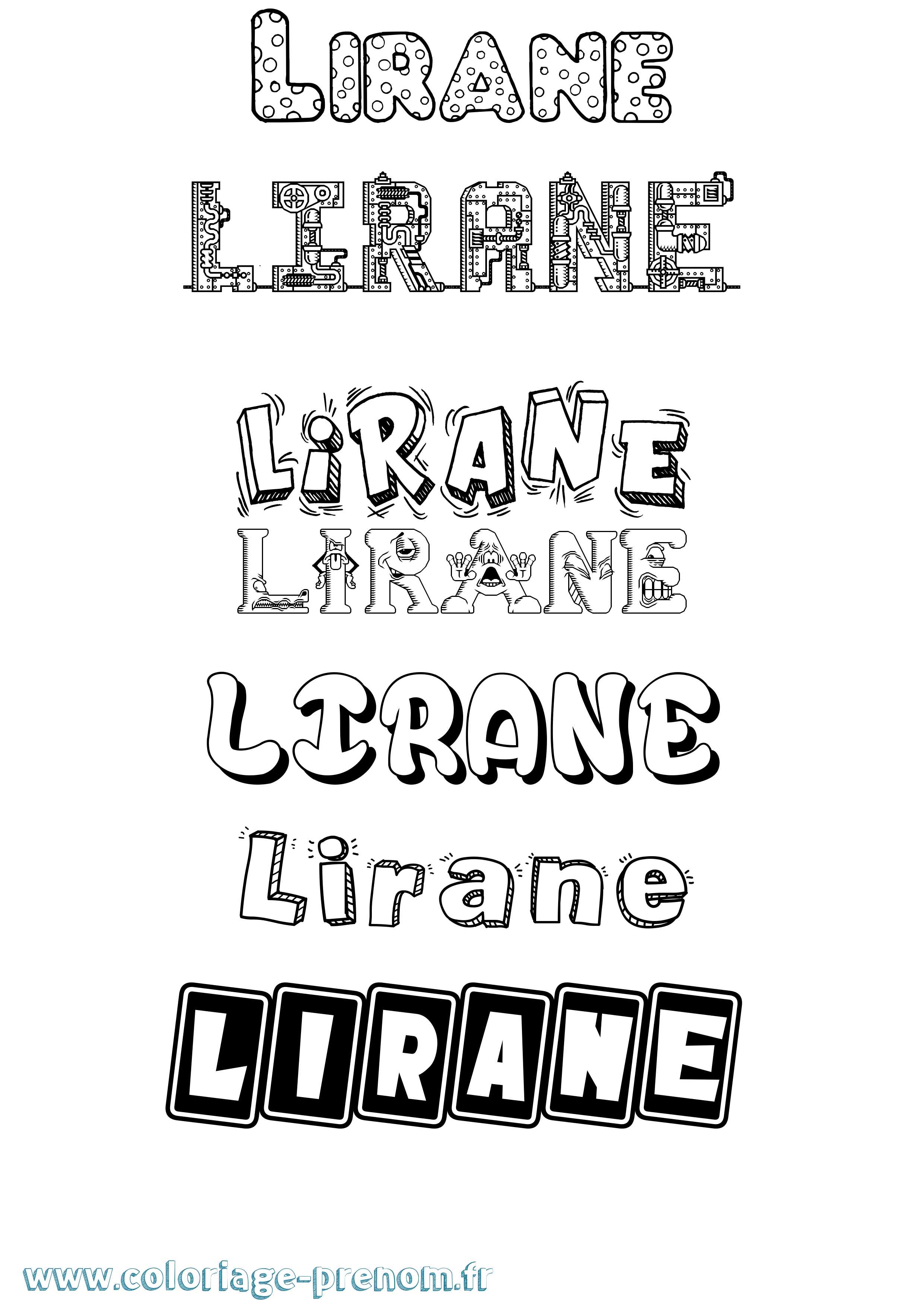 Coloriage prénom Lirane Fun