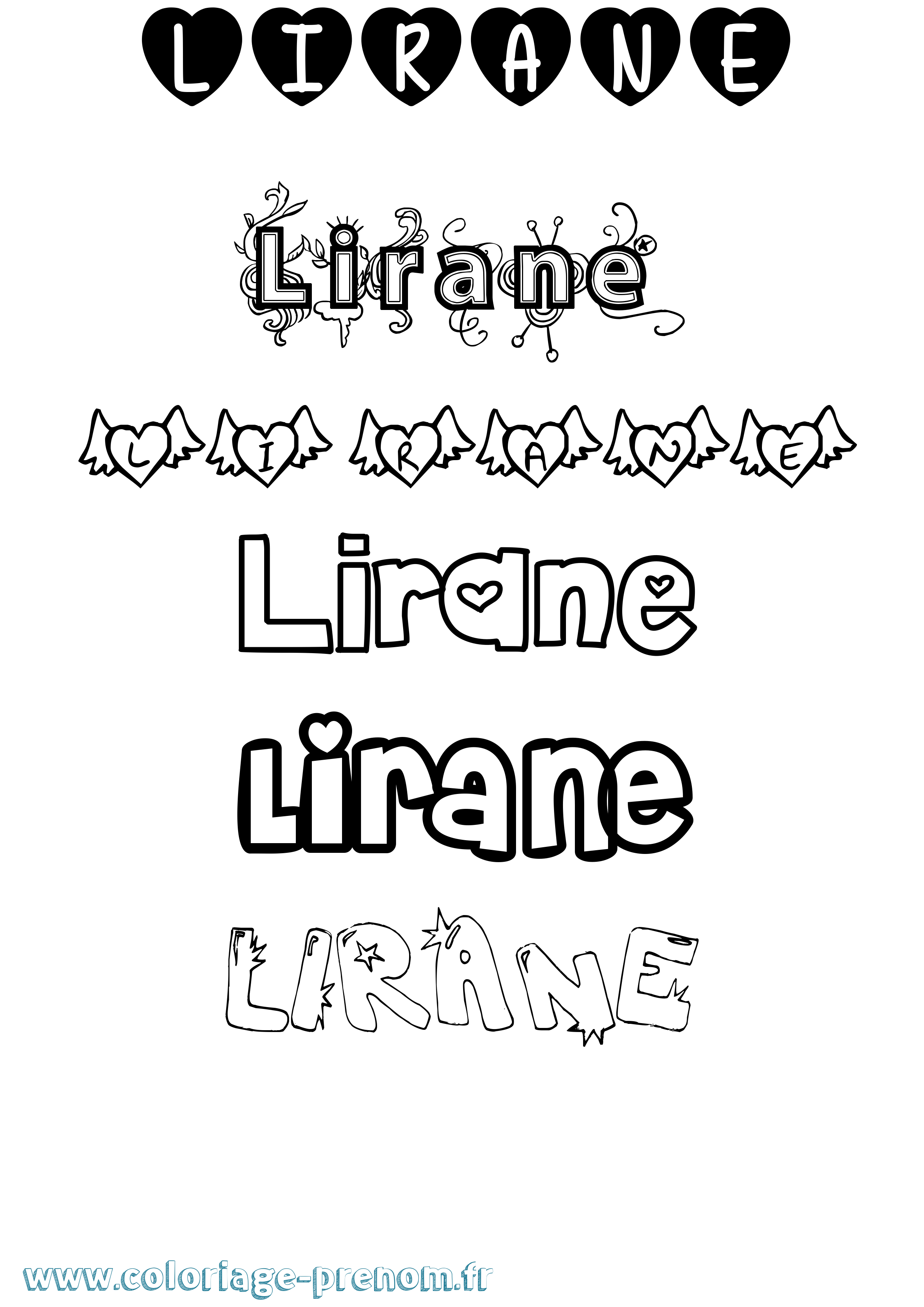 Coloriage prénom Lirane Girly