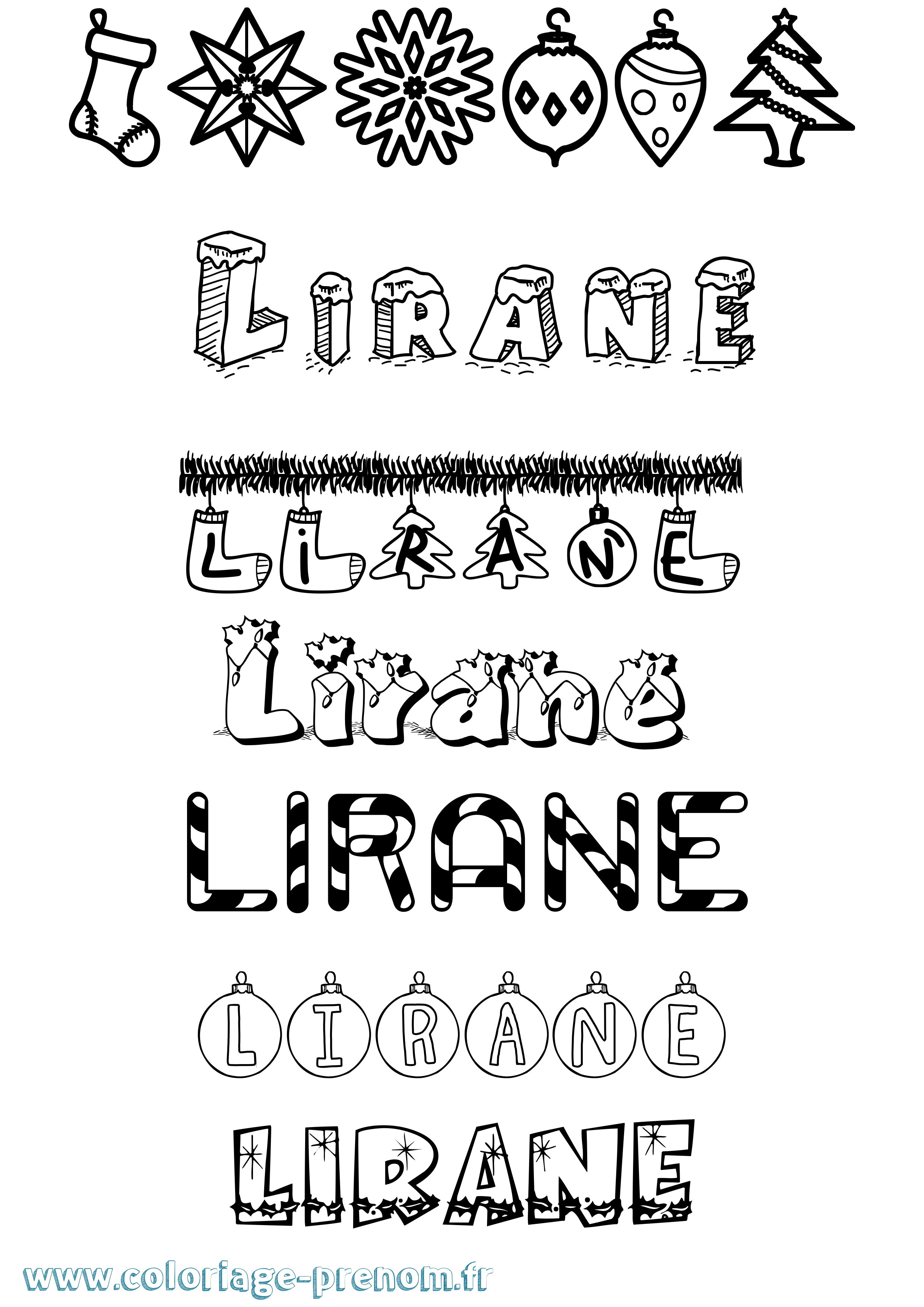 Coloriage Lirane Noël Coloriage prénom Lirane Noël