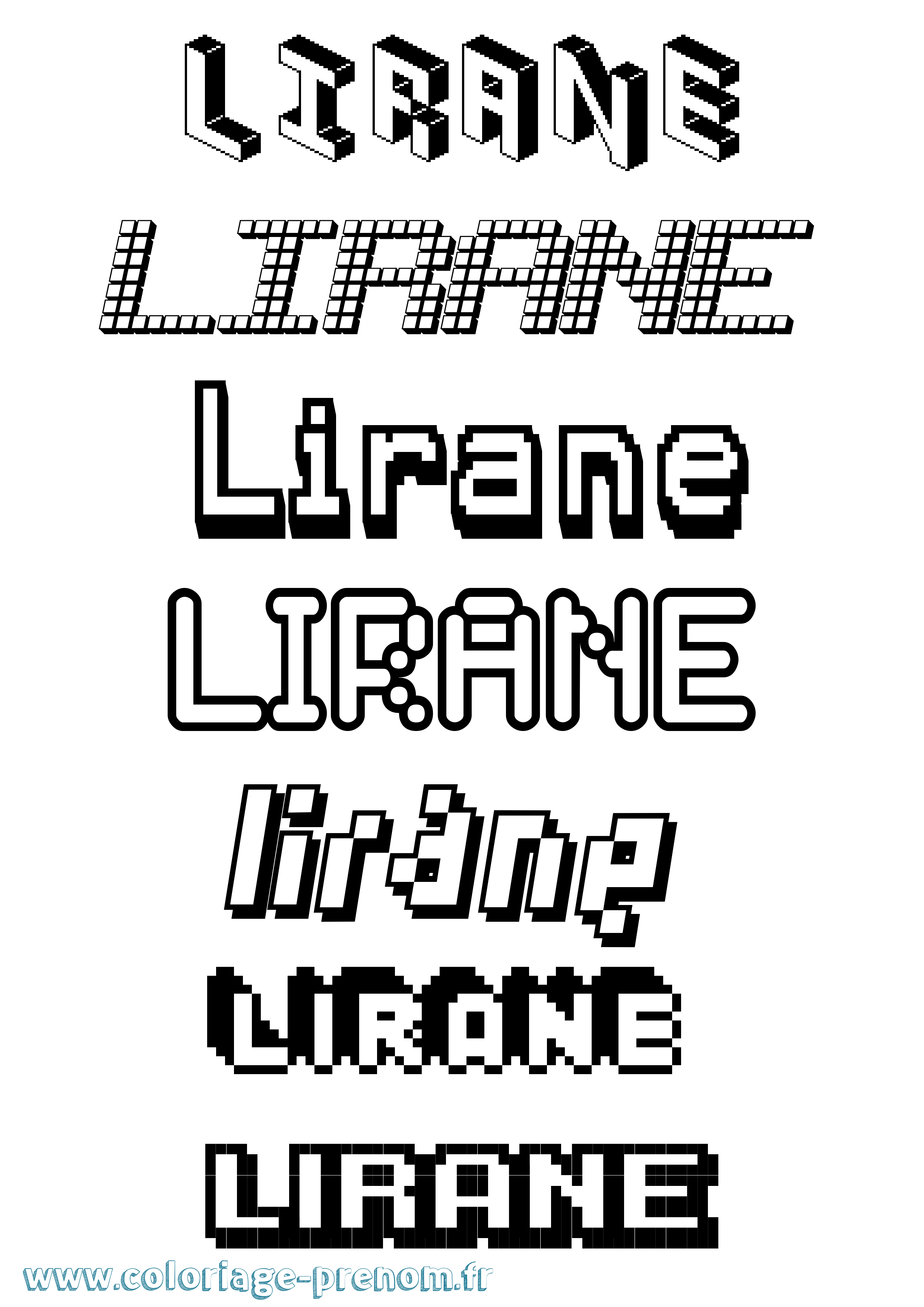 Coloriage prénom Lirane Pixel
