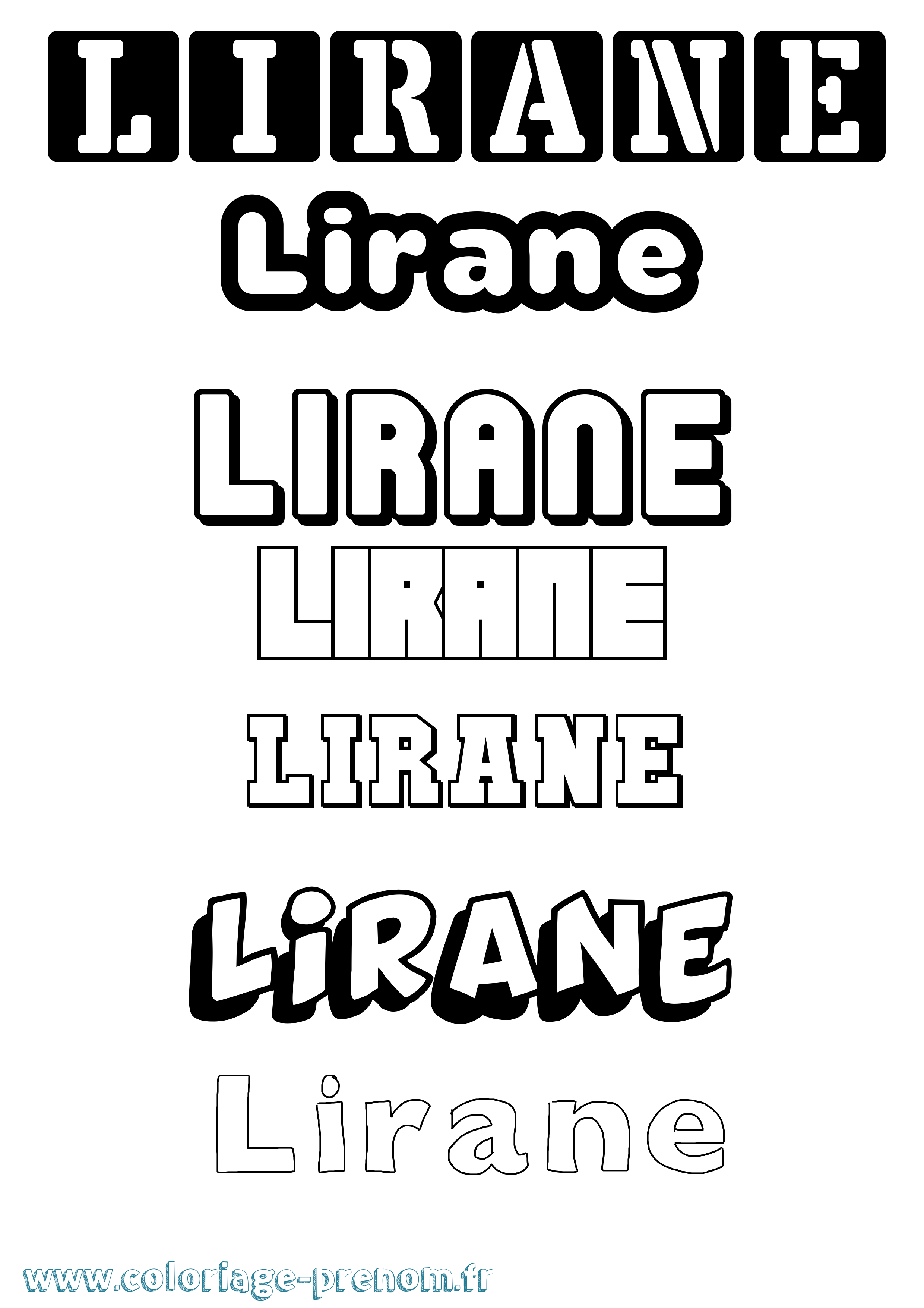 Coloriage prénom Lirane Simple
