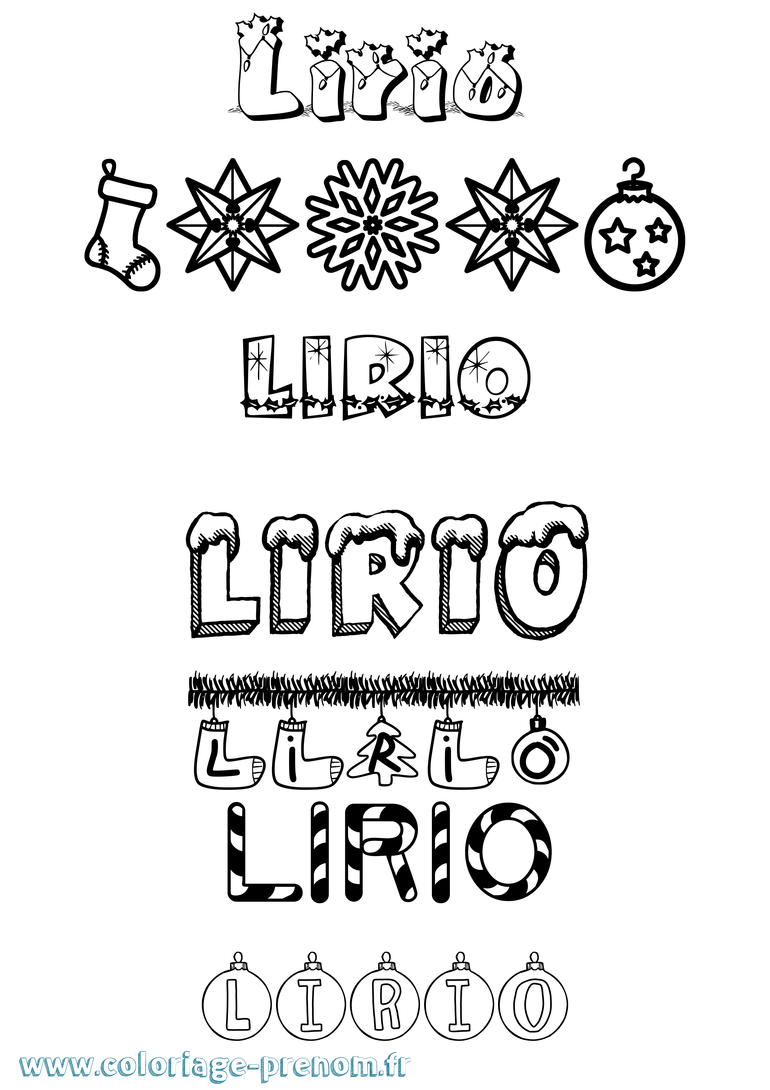 Coloriage prénom Lirio Noël