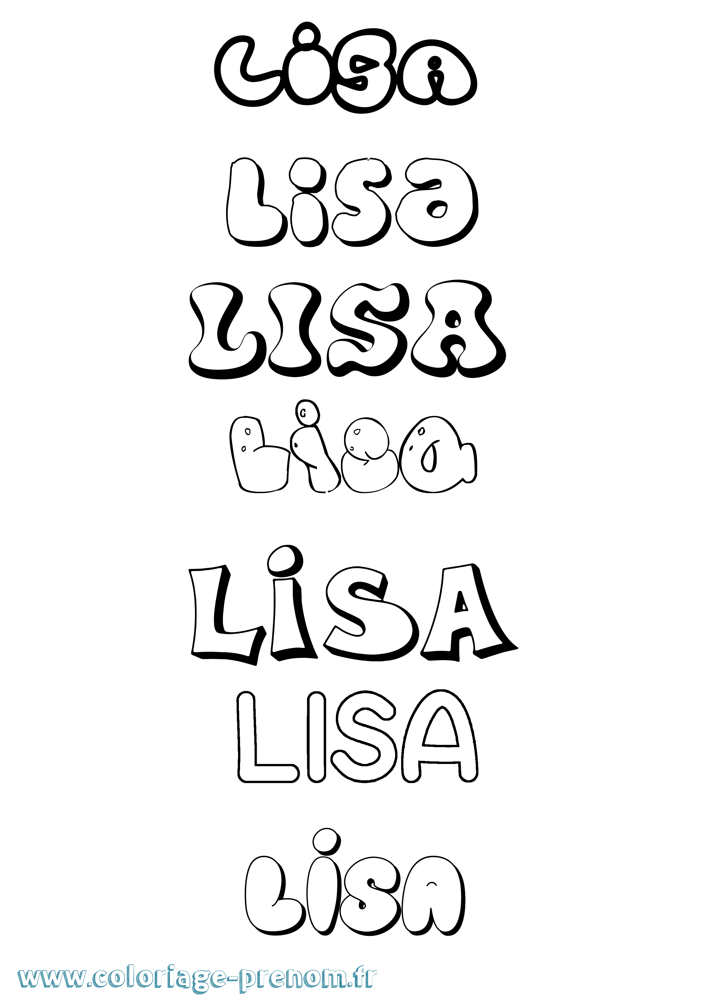 Coloriage prénom Lisa Bubble