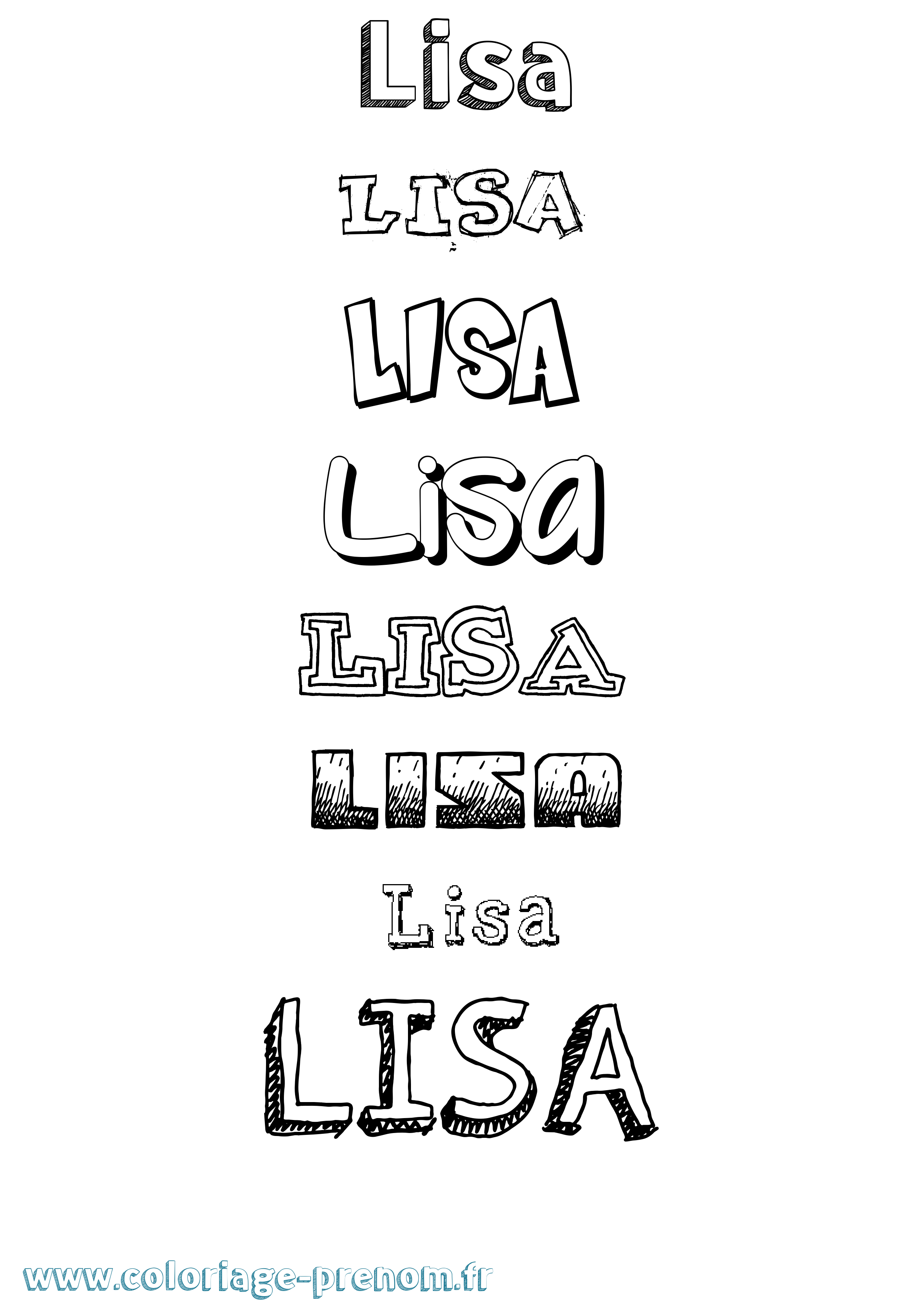 Coloriage prénom Lisa Dessiné
