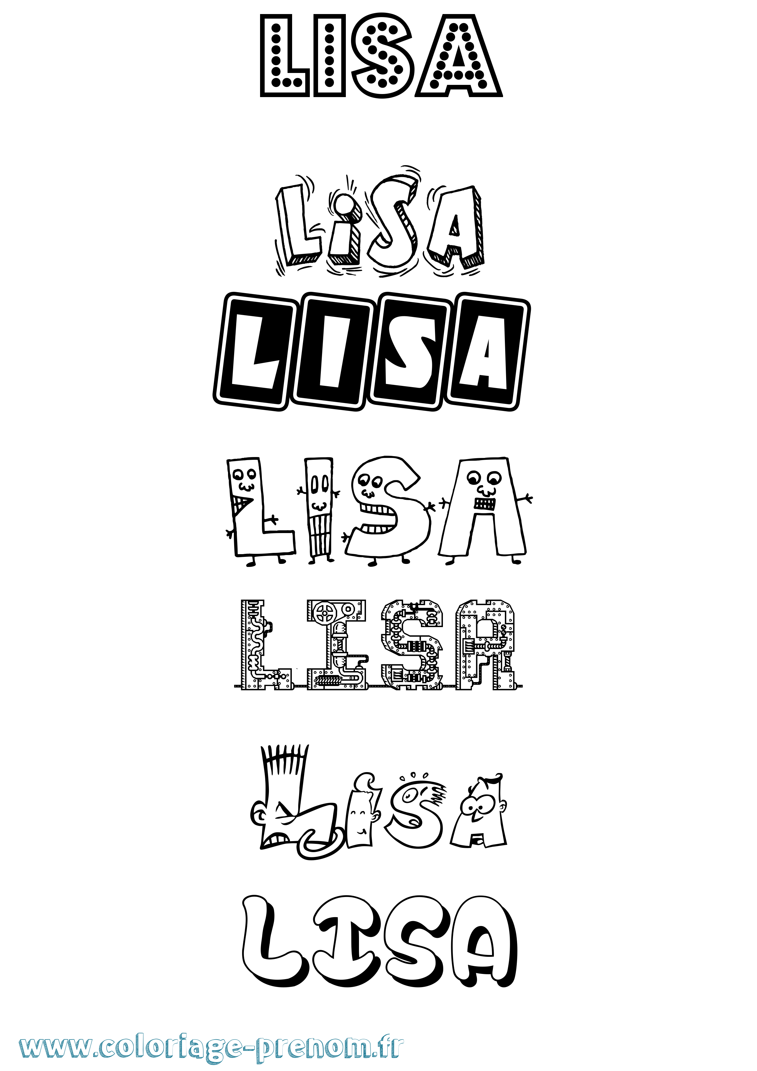 Coloriage prénom Lisa Fun