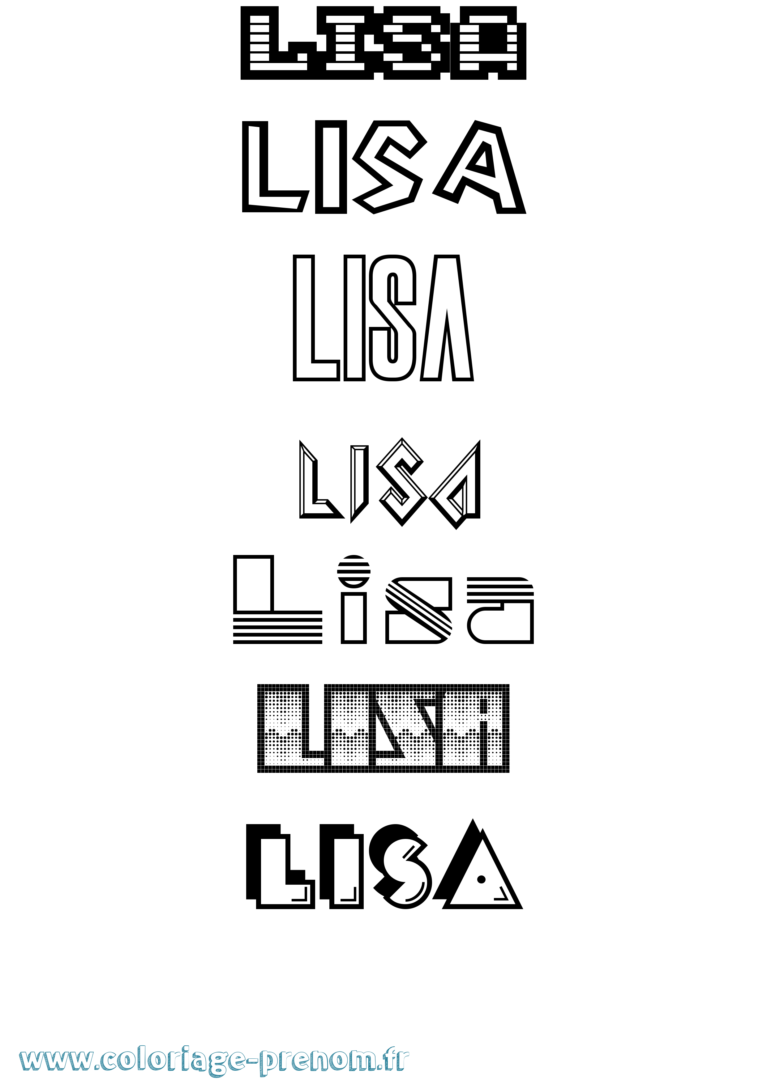 Coloriage prénom Lisa Jeux Vidéos
