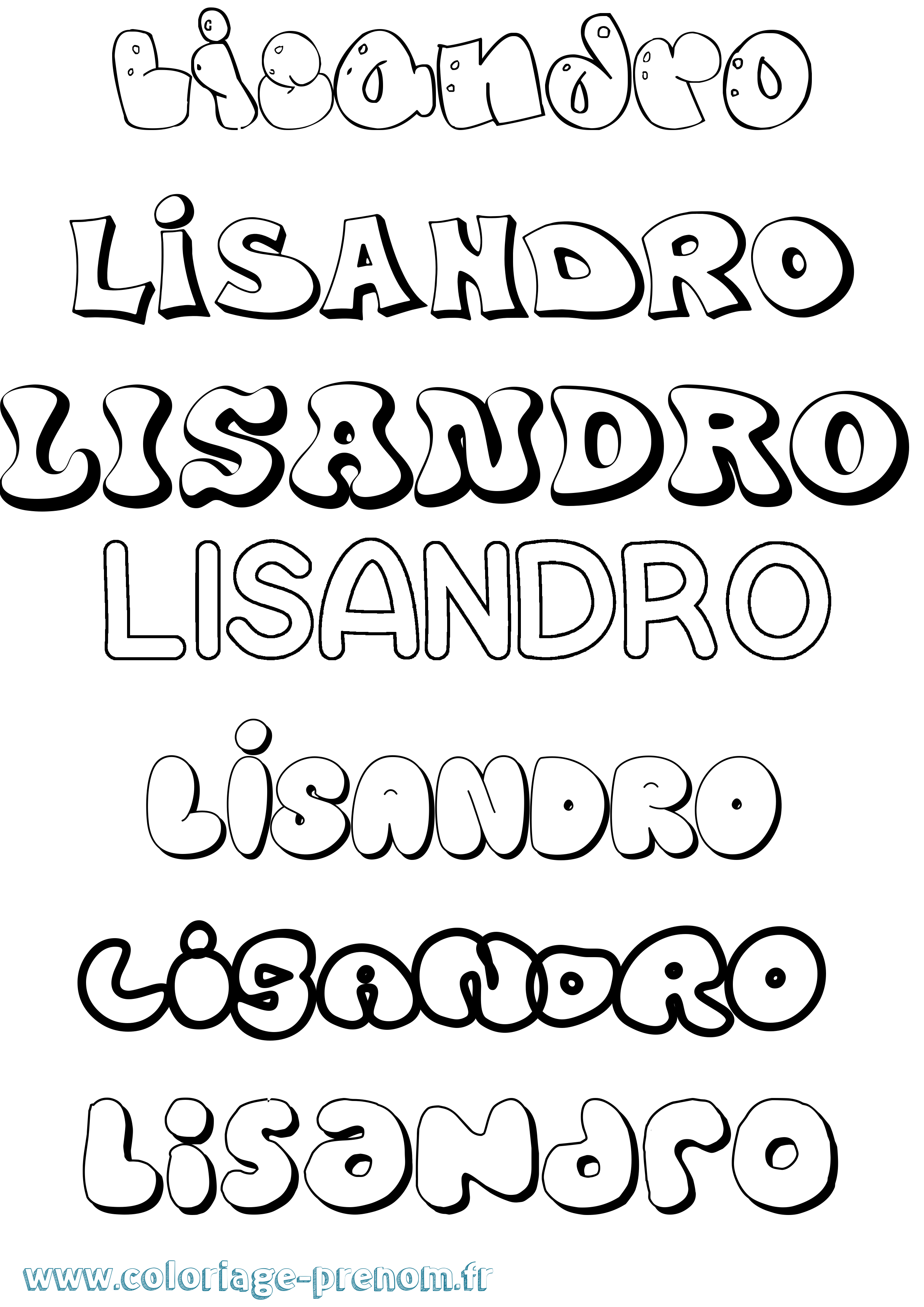Coloriage Lisandro Bubble Coloriage prénom Lisandro Bubble