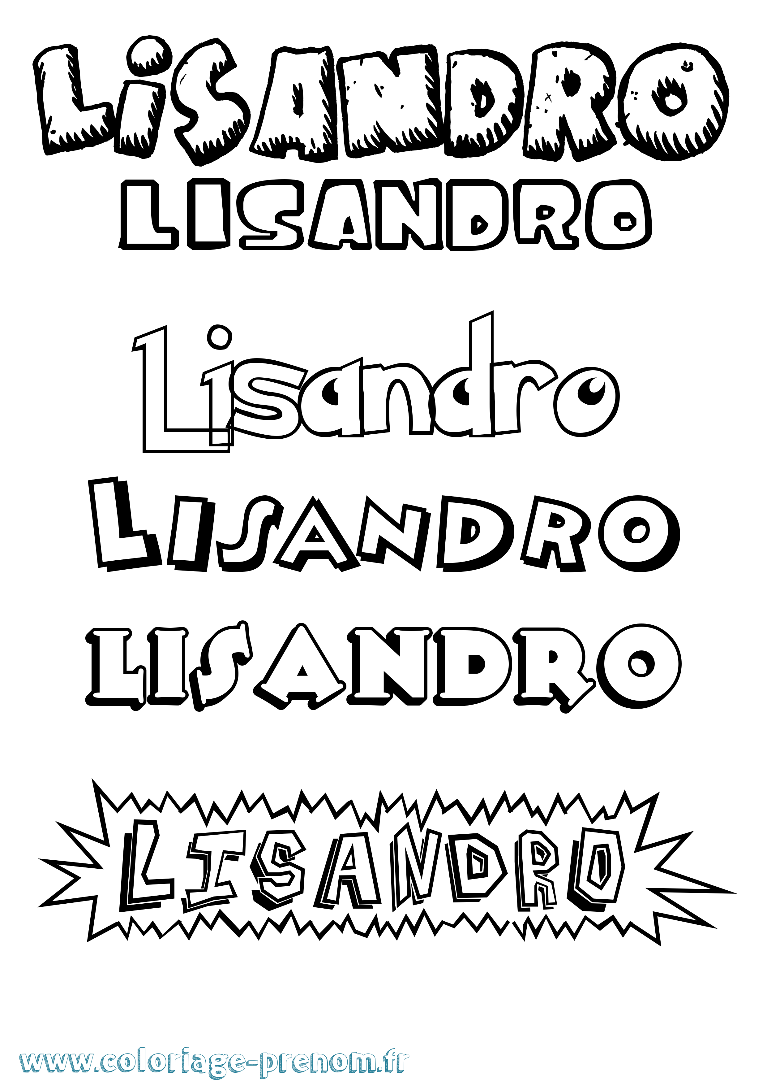Coloriage Lisandro Dessin Animé Coloriage prénom Lisandro Dessin Animé