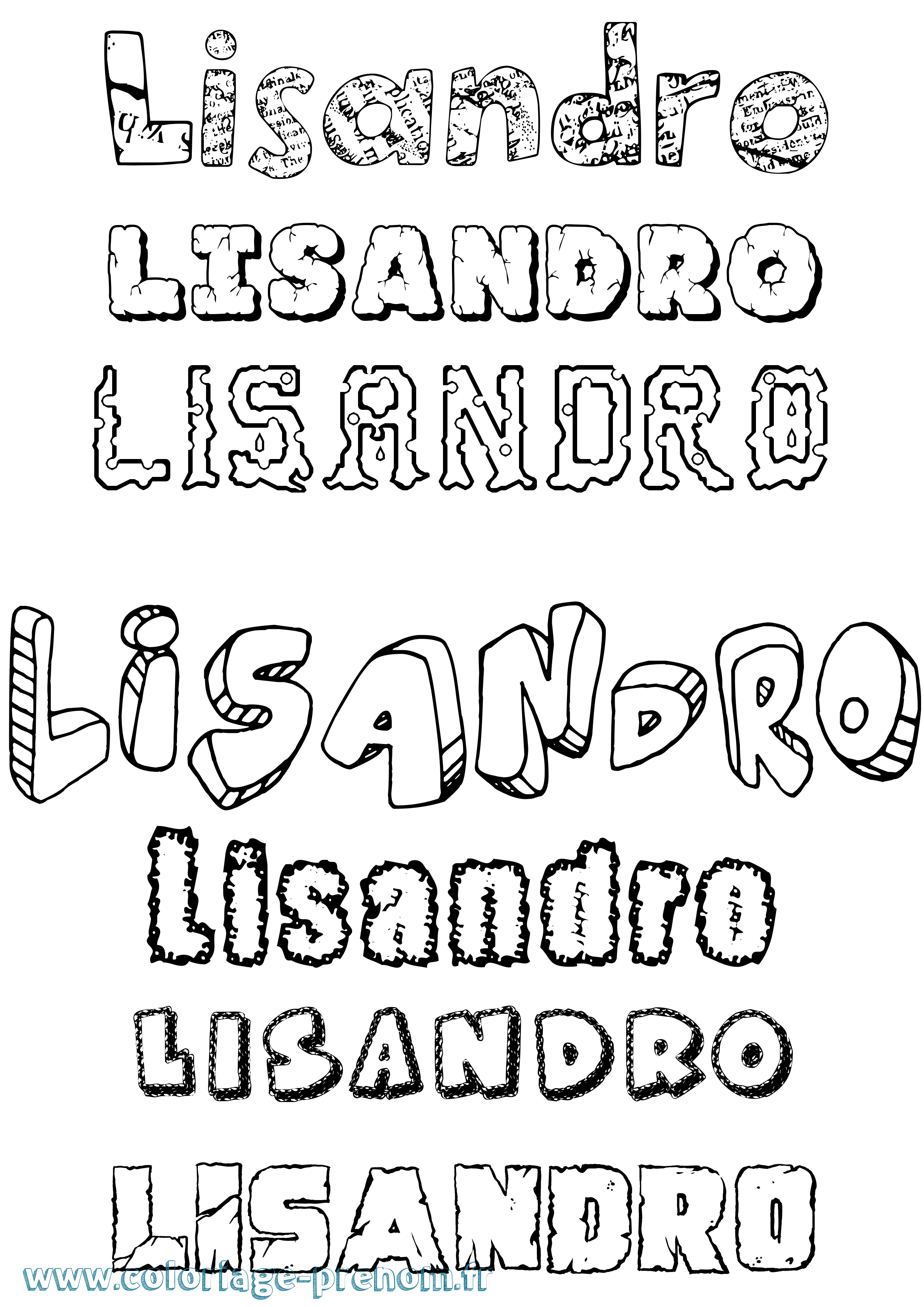 Coloriage prénom Lisandro Destructuré