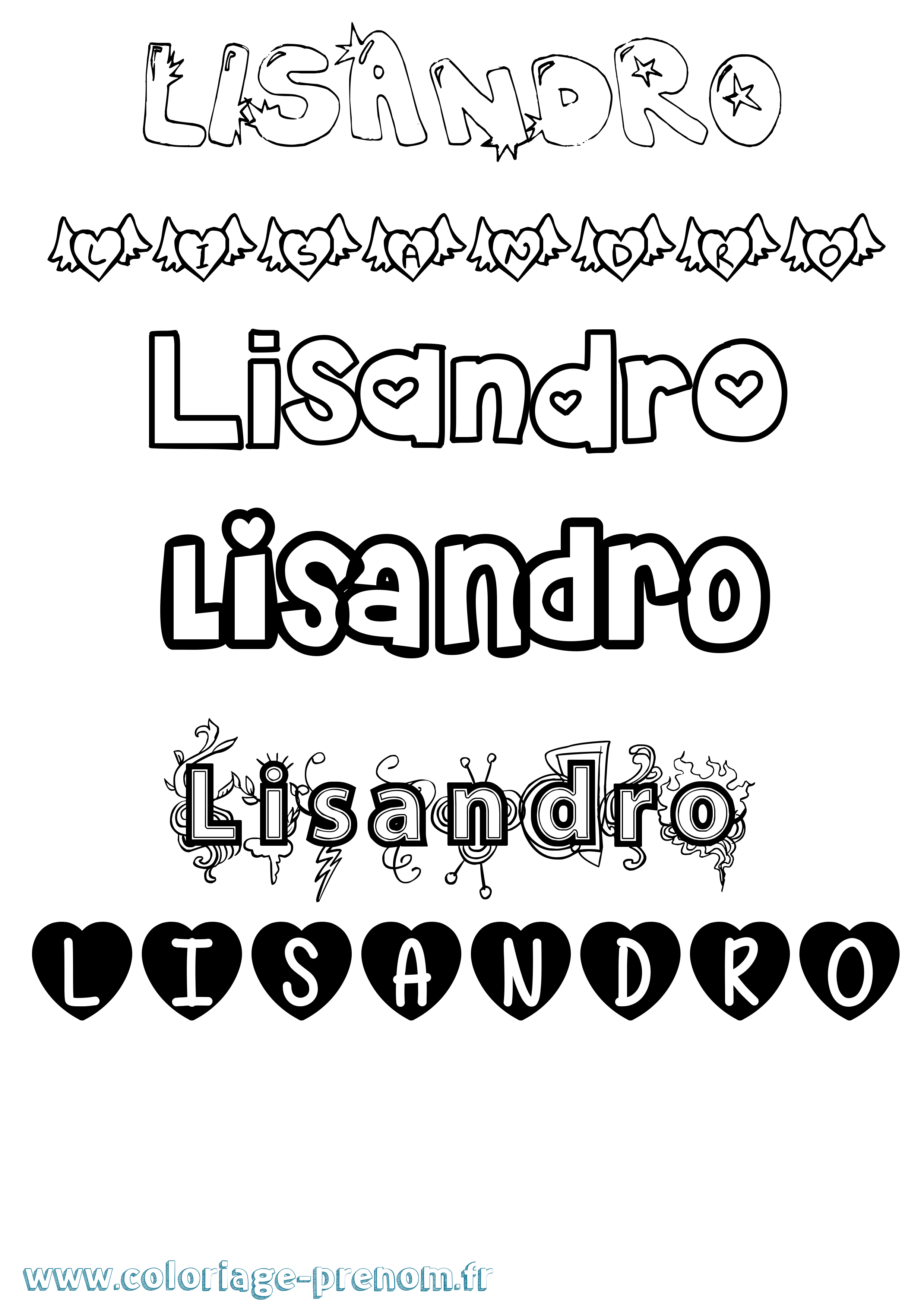 Coloriage Lisandro Girly Coloriage prénom Lisandro Girly
