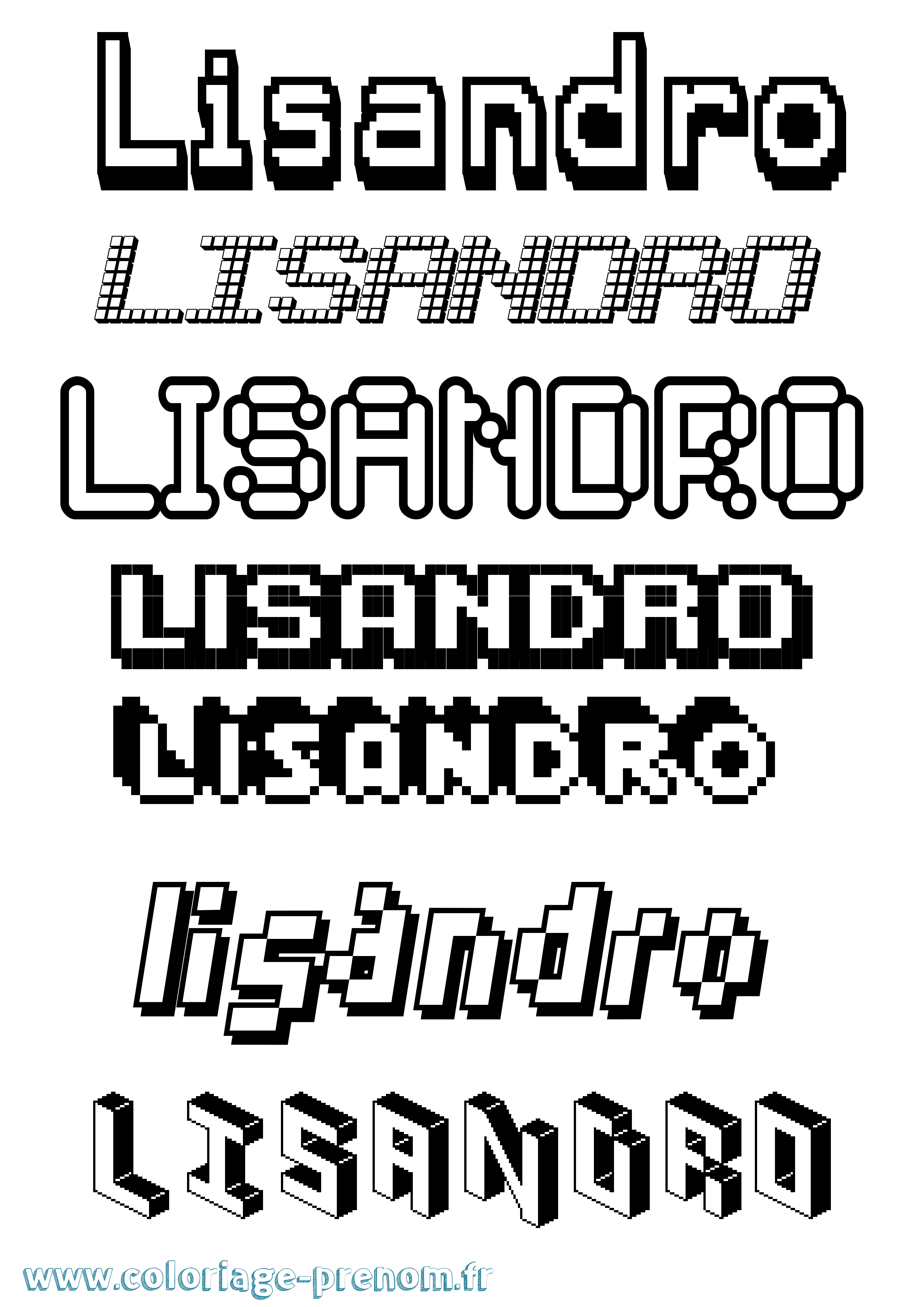 Coloriage Lisandro Pixel Coloriage prénom Lisandro Pixel