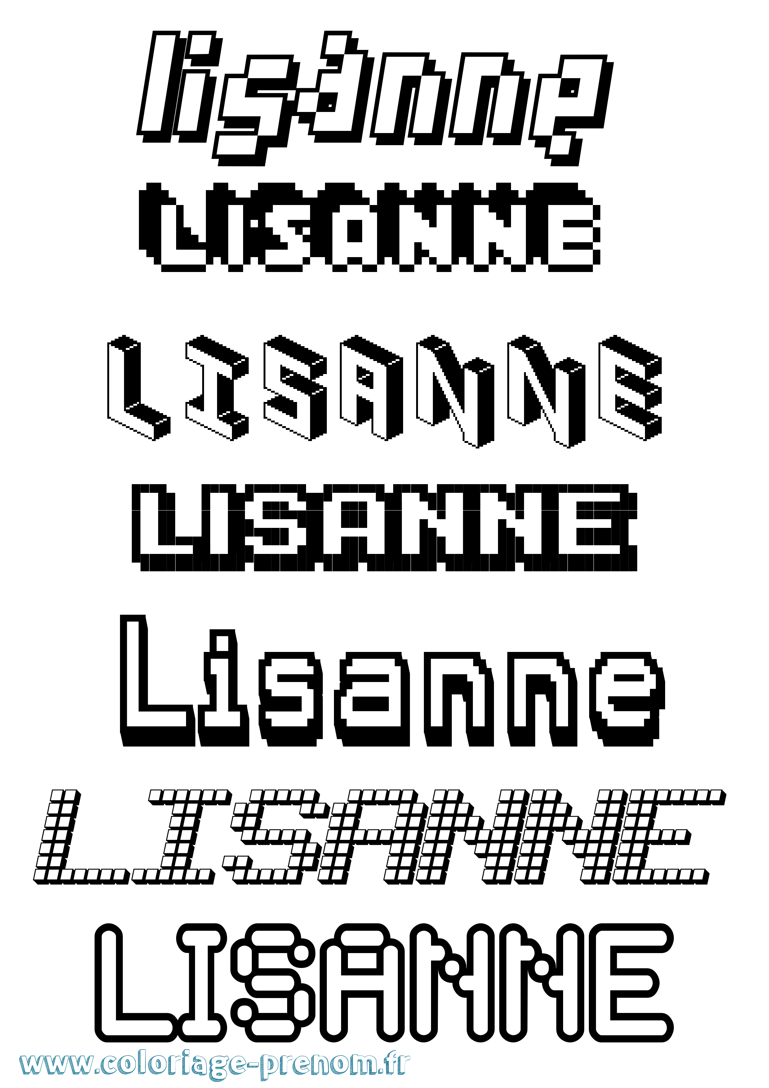 Coloriage prénom Lisanne Pixel
