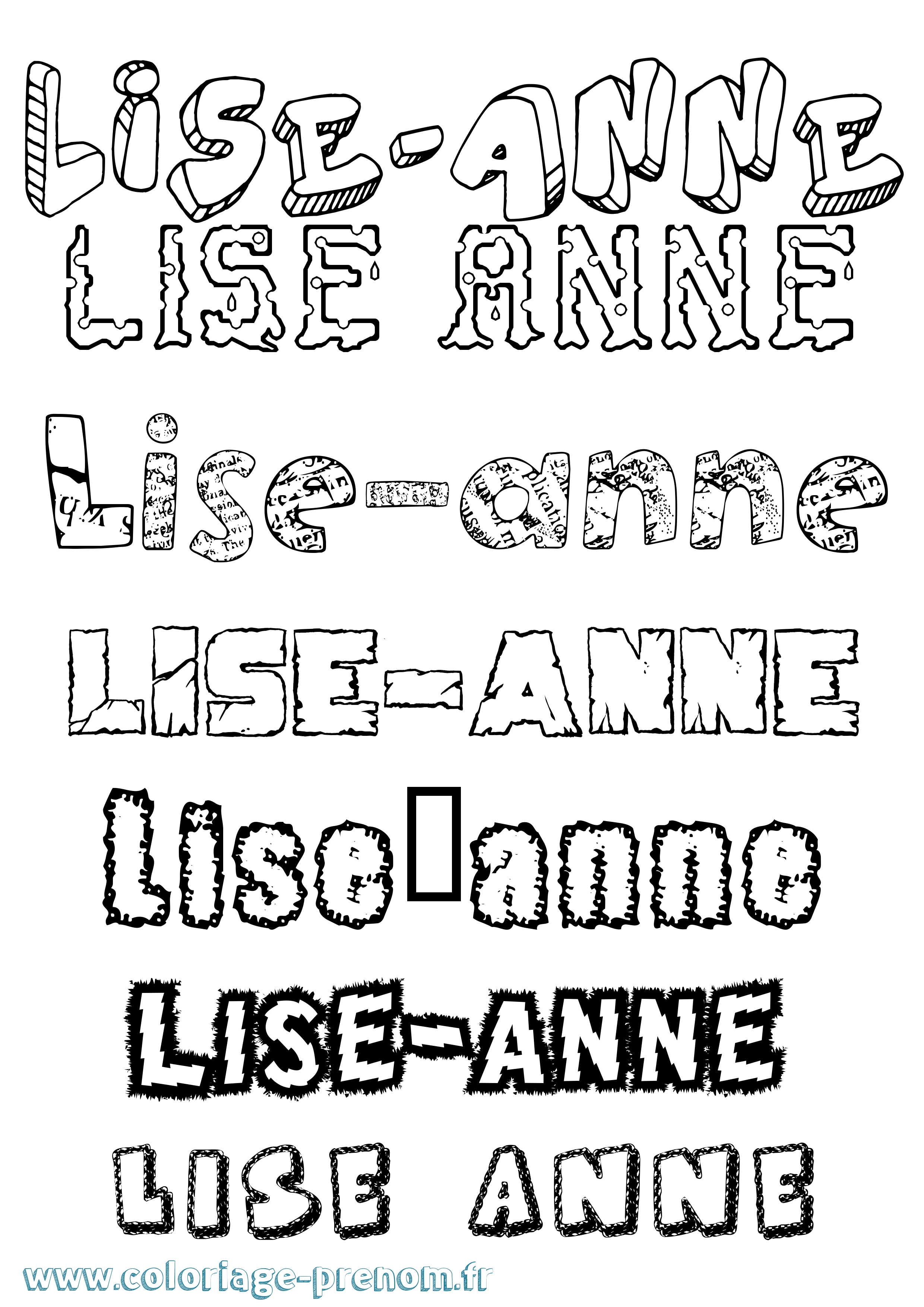 Coloriage prénom Lise-Anne Destructuré
